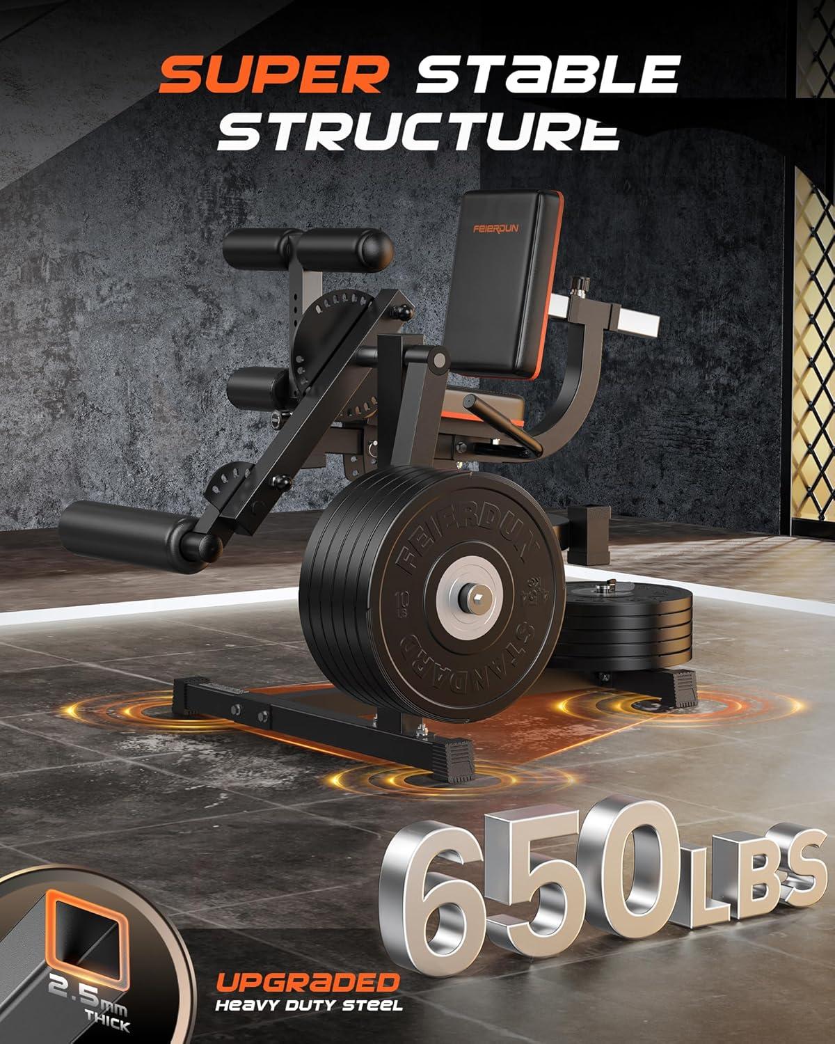 imageFEIERDUN Adjustable Leg Extension ampamp Curl Machine 650lbs Capacity for Lower Body Workouts