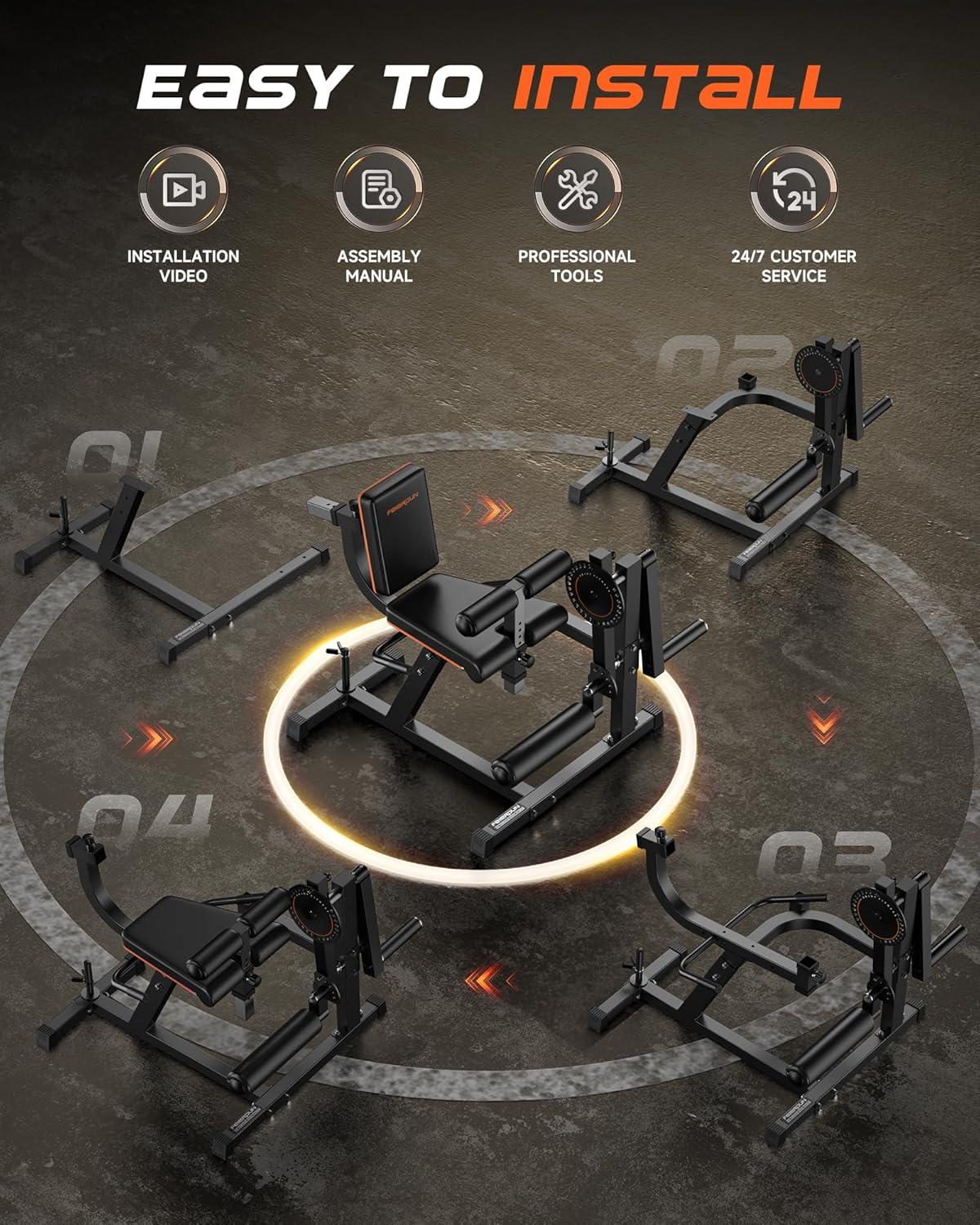 imageFEIERDUN Adjustable Leg Extension ampamp Curl Machine 650lbs Capacity for Lower Body Workouts