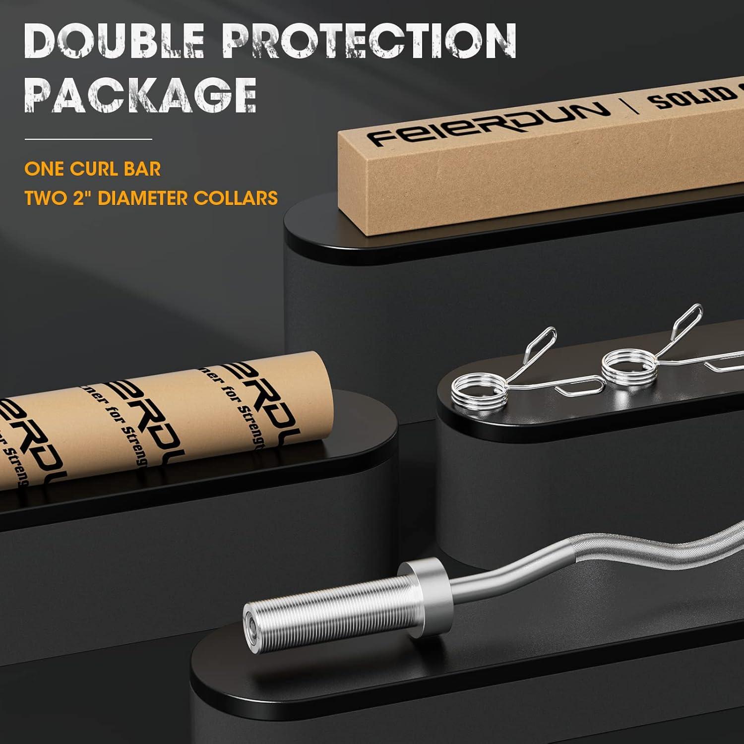 imageFEIERDUN Olympic Barbell 4ft5ft7ft Barbell EZ Curl Bar Suitable for 2Inch Weight Plates