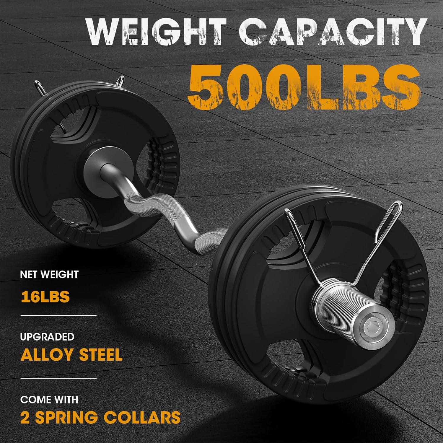 imageFEIERDUN Olympic Barbell 4ft5ft7ft Barbell EZ Curl Bar Suitable for 2Inch Weight Plates