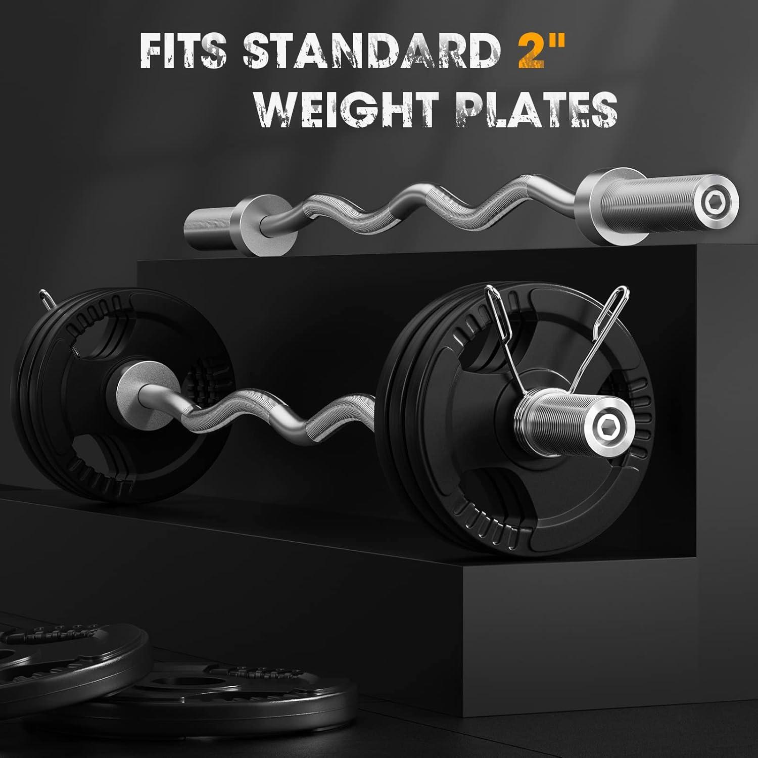 imageFEIERDUN Olympic Barbell 4ft5ft7ft Barbell EZ Curl Bar Suitable for 2Inch Weight Plates