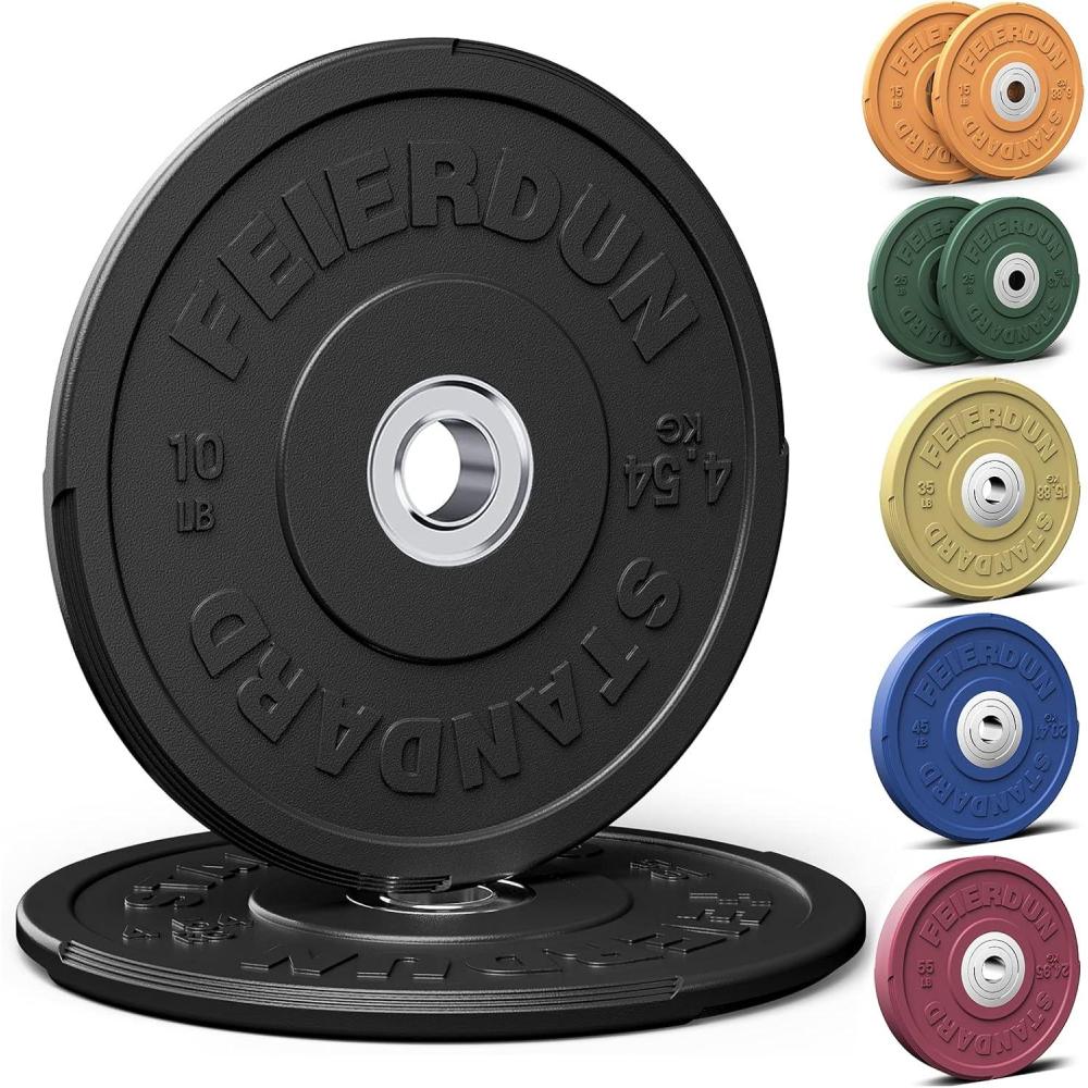 imageFEIERDUN 2quot Color Olympic Bumper Plate Weight Plate for Strength Training  100 Virgin RubberA 10LBS Pair
