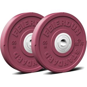 FEIERDUN 2″ Color Olympic Bumper Plate Weight Plate for Strength Training – 100% Virgin Rubber(I1) 110LBS SET)