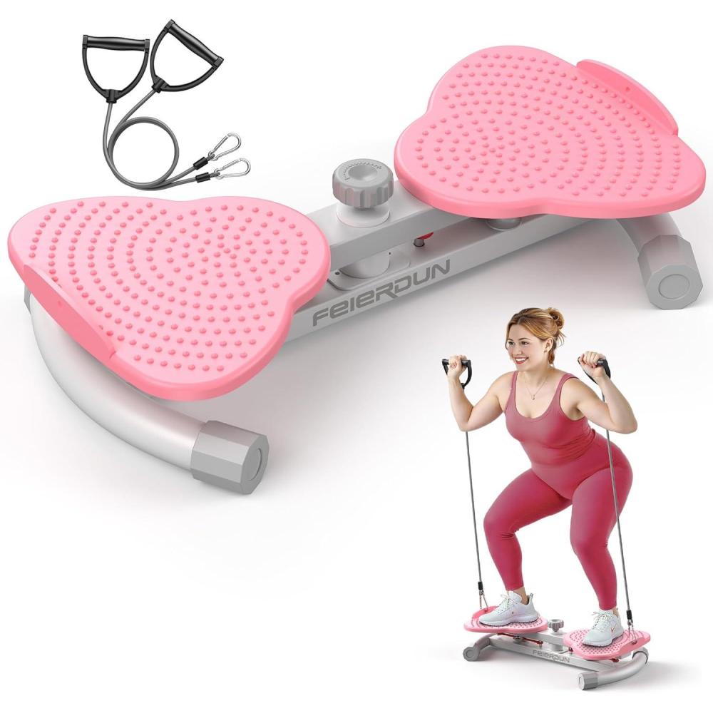 imageFEIERDUN Waist Twister Machine Noiseless Ab Twister Board for Core Strength Slim Waist and Toned Abs Waist Twisting Machine for Home Gym Equipment for Women 300 LBS CapacityPink