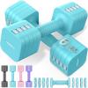 imageFEIERDUN 5in1 Adjustable Dumbbell Set of 2 12LBS20LBS Hand Weights for Women 1sAdjust DualStable Dumbbell Set for Women Home Gym ampamp OutdoorCMint Blue