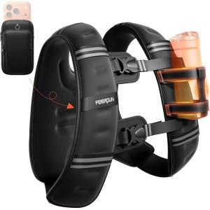 FEIERDUN 3-IN-1 Weighted Vest Kit with Phone Holder & Water Pocket, 8lb/12lb/20lb Chest-friendly Vest for Running, Walking, Workout, Fitness, Cardio, Training & Strength Building(Black-20lb-Fitness Beast)