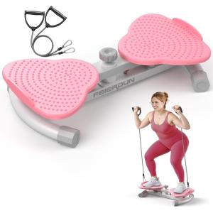 FEIERDUN Waist Twister Machine, Noiseless Ab Twister Board for Core Strength, Slim Waist and Toned Abs, Waist Twisting Machine for Home Gym Equipment for Women, 300 LBS Capacity(Pink)