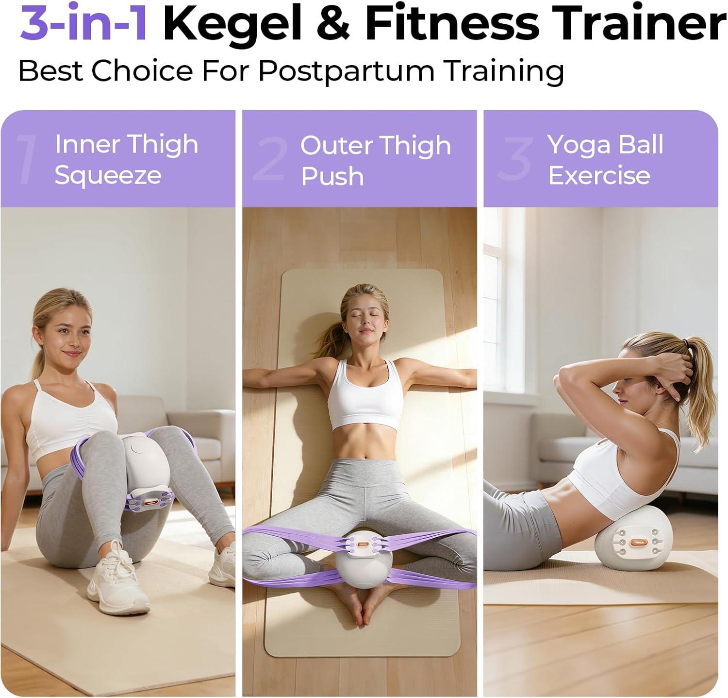 imageFEIERDUN Thigh Master Kegel Exerciser Pelvic Floor Muscle Trainer for Women Adjustable 5Level Resistance InnerOuter Thigh Leg Hip Glute Arm TonerLegShaping BallPurple