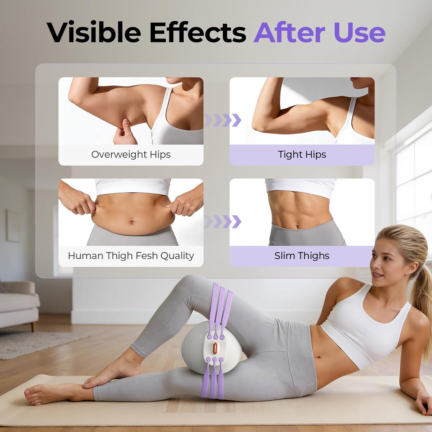 imageFEIERDUN Thigh Master Kegel Exerciser Pelvic Floor Muscle Trainer for Women Adjustable 5Level Resistance InnerOuter Thigh Leg Hip Glute Arm TonerLegShaping BallPurple