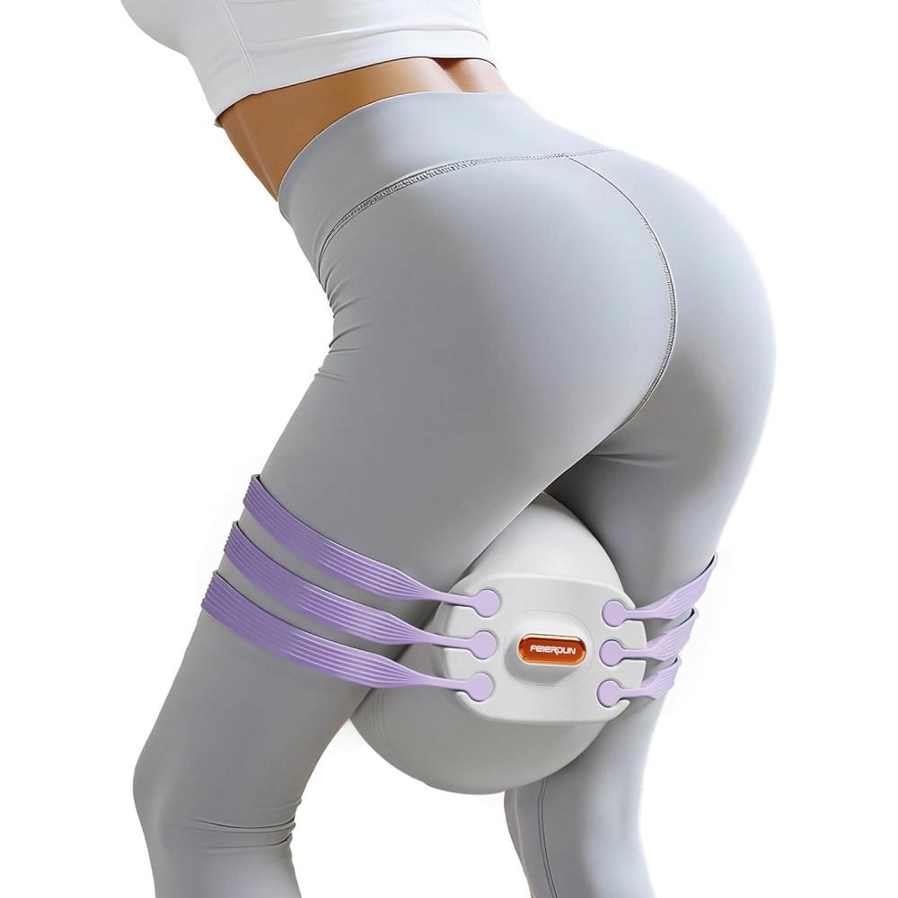 imageFEIERDUN Thigh Master Kegel Exerciser Pelvic Floor Muscle Trainer for Women Adjustable 5Level Resistance InnerOuter Thigh Leg Hip Glute Arm TonerLegShaping BallPurple