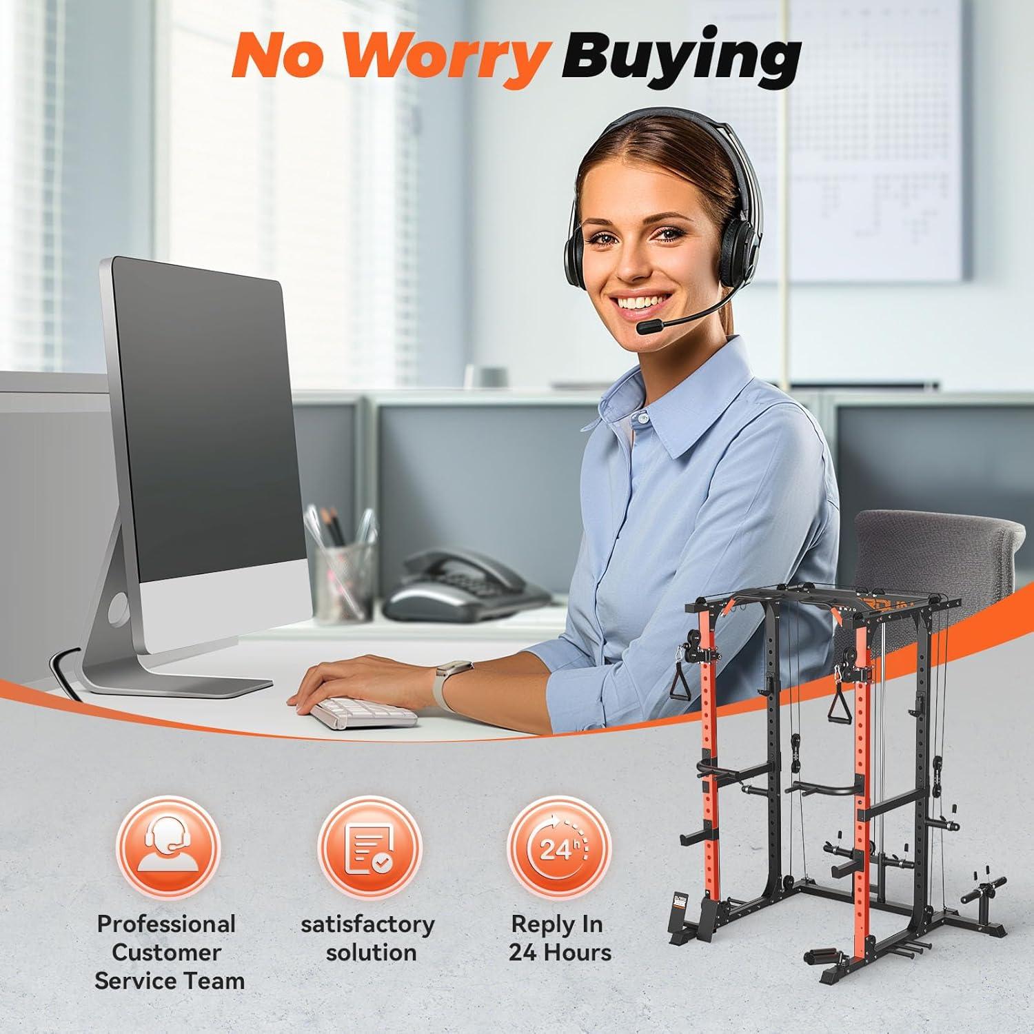 imageFEIERDUN FLA01 Power Cage Multi Function Squat Rack with Cable Crossover System2000LBS Capacity with LAT Pulldown10in1 Home Gym01Orange