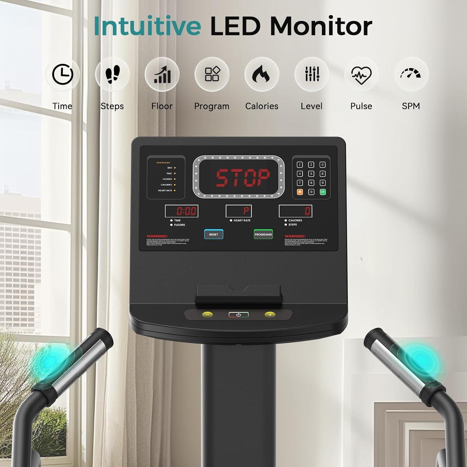 imageFEIERDUN Stair Stepper Machine for Home Gym Commercial Grade Stair Climber with LED Screen Stair Machine with 15 Speed Levels for Cardio and Lower Body Workouts 660LBS Capacity 24164 StepsMinute