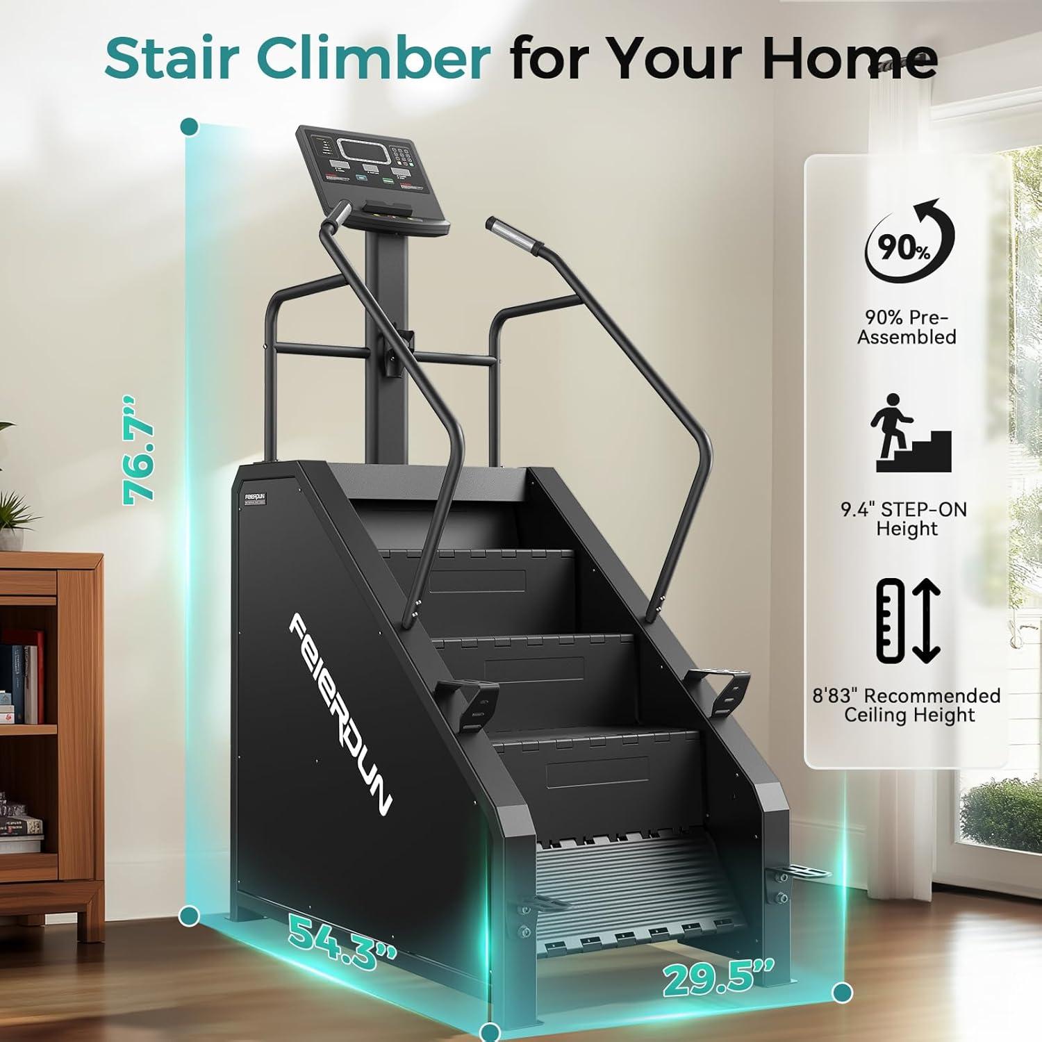 imageFEIERDUN Stair Stepper Machine for Home Gym Commercial Grade Stair Climber with LED Screen Stair Machine with 15 Speed Levels for Cardio and Lower Body Workouts 660LBS Capacity 24164 StepsMinute