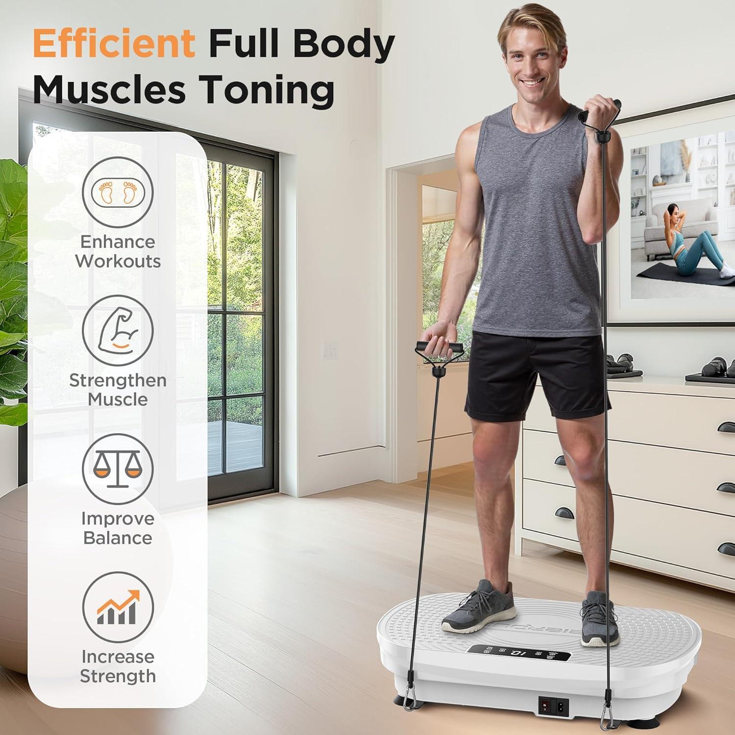 imageFEIERDUN Vibration Plate Exercise Machine Vibration Plate for Lymphatic Drainage Power Plate Vibration Platform for Weight Loss Toning amp Wellness