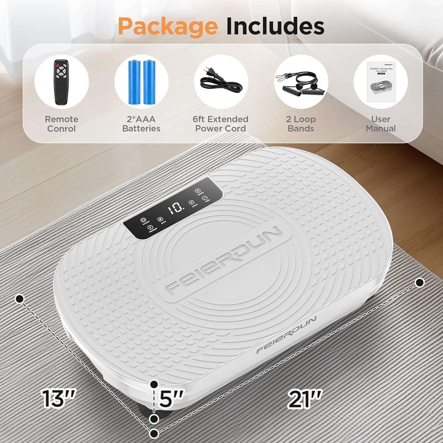 imageFEIERDUN Vibration Plate Exercise Machine Vibration Plate for Lymphatic Drainage Power Plate Vibration Platform for Weight Loss Toning amp Wellness