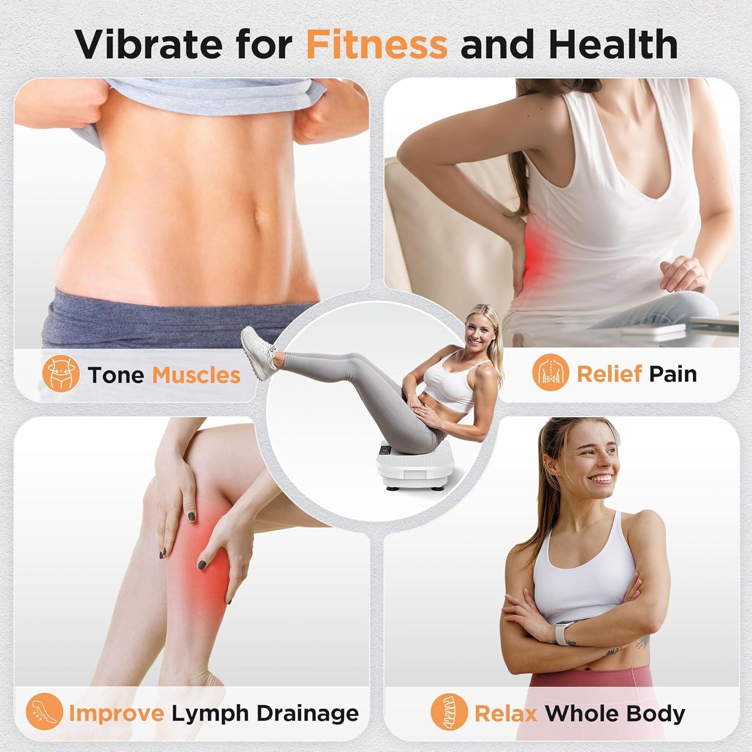 imageFEIERDUN Vibration Plate Exercise Machine Vibration Plate for Lymphatic Drainage Power Plate Vibration Platform for Weight Loss Toning amp Wellness
