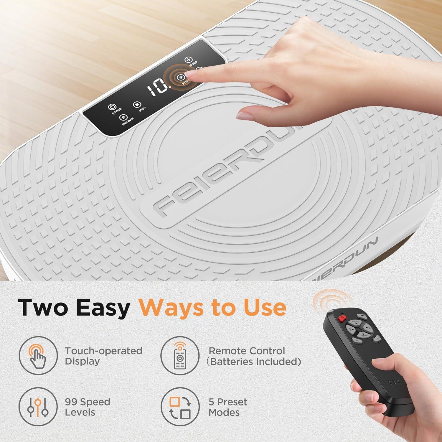 imageFEIERDUN Vibration Plate Exercise Machine Vibration Plate for Lymphatic Drainage Power Plate Vibration Platform for Weight Loss Toning amp Wellness