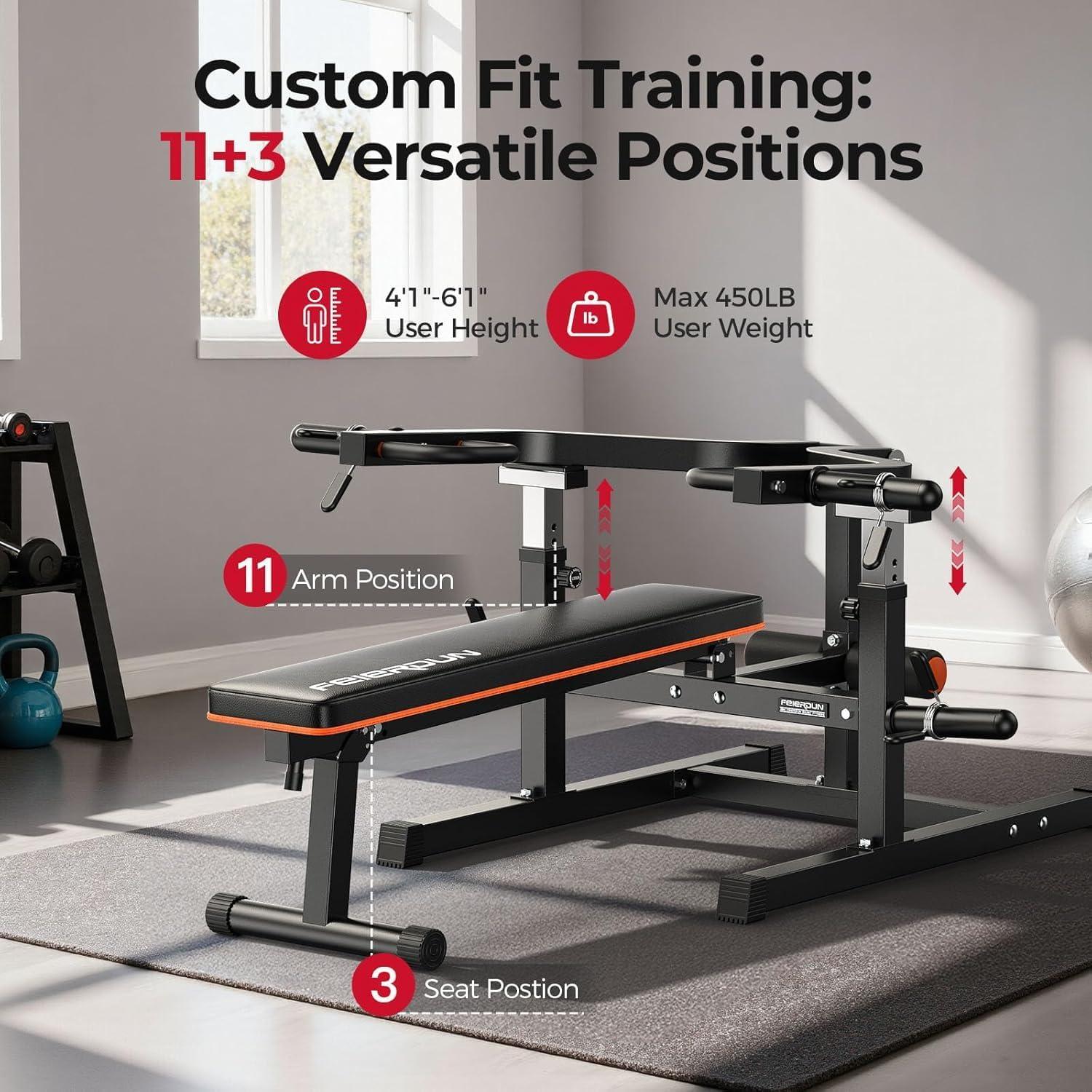 imageFEIERDUN Chest Press Bench with Independent Arms 1250LB Capacity Adjustable Strength Machine