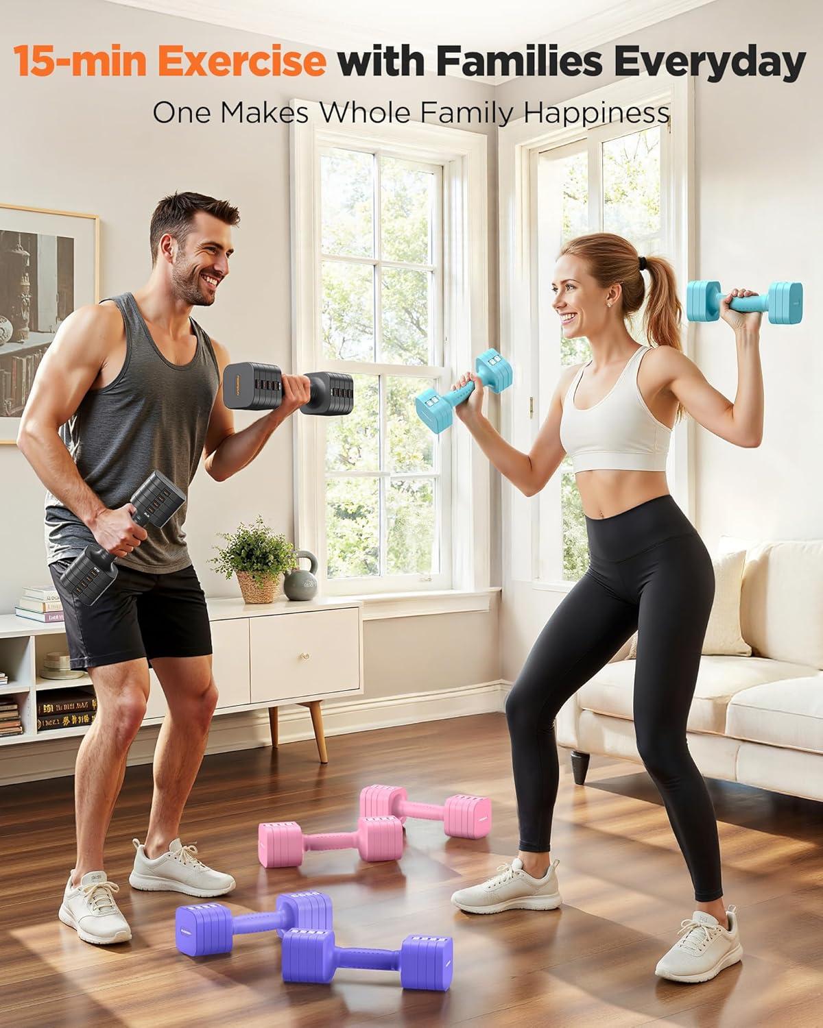 imageFEIERDUN 5in1 Adjustable Dumbbell Set of 2 12LBS20LBS Hand Weights for Women Men 1sAdjust DualStable Dumbbell Set for Women Home Gym amp OutdoorAStrength Grey