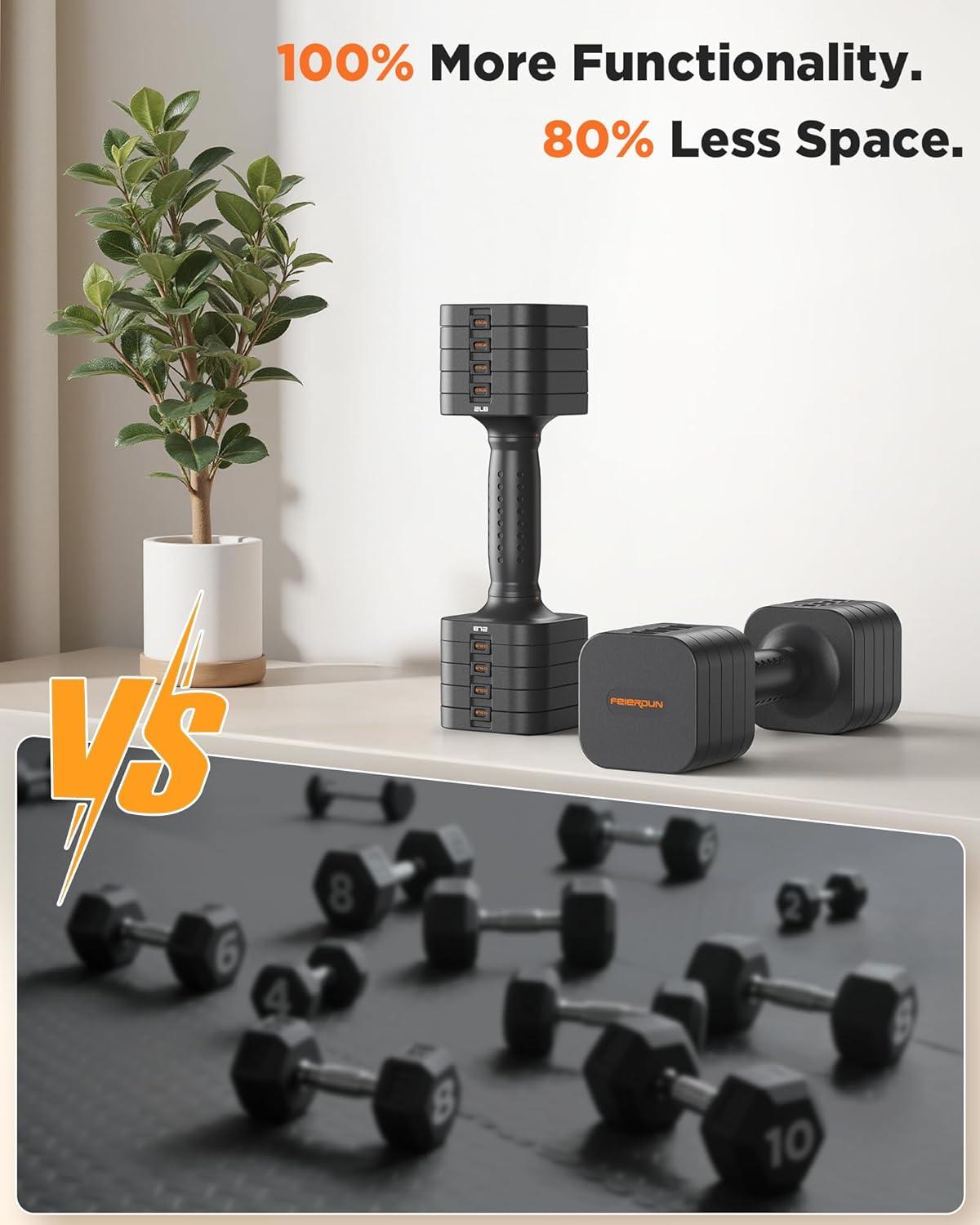 imageFEIERDUN 5in1 Adjustable Dumbbell Set of 2 12LBS20LBS Hand Weights for Women Men 1sAdjust DualStable Dumbbell Set for Women Home Gym amp OutdoorAStrength Grey