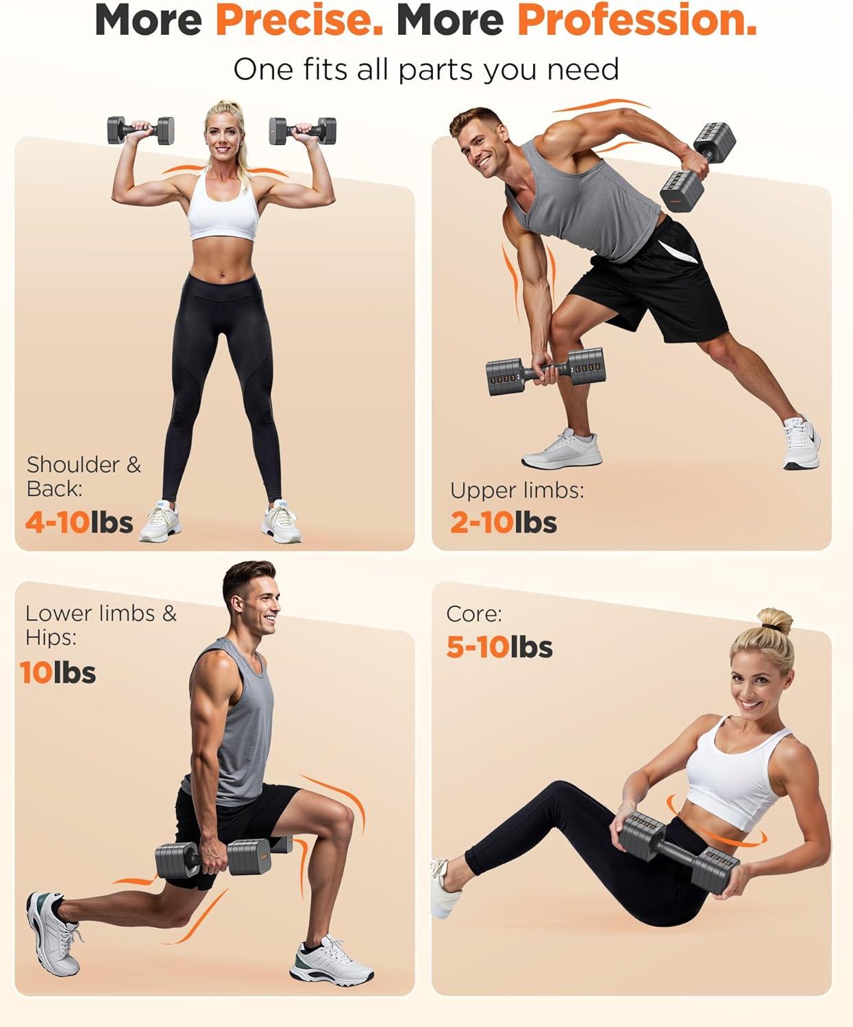 imageFEIERDUN 5in1 Adjustable Dumbbell Set of 2 12LBS20LBS Hand Weights for Women Men 1sAdjust DualStable Dumbbell Set for Women Home Gym amp OutdoorAStrength Grey