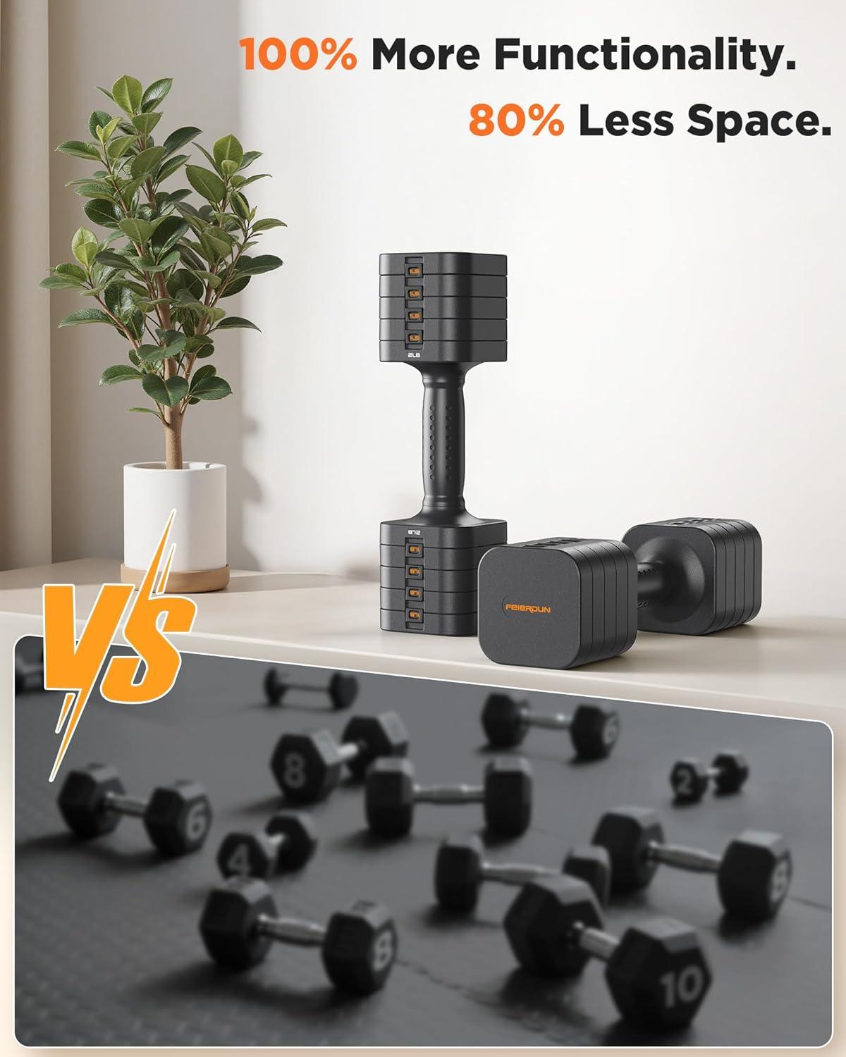 imageFEIERDUN 5in1 Adjustable Dumbbell Set of 2 12LBS20LBS Hand Weights for Women Men 1sAdjust DualStable Dumbbell Set for Women Home Gym amp OutdoorAStrength Grey