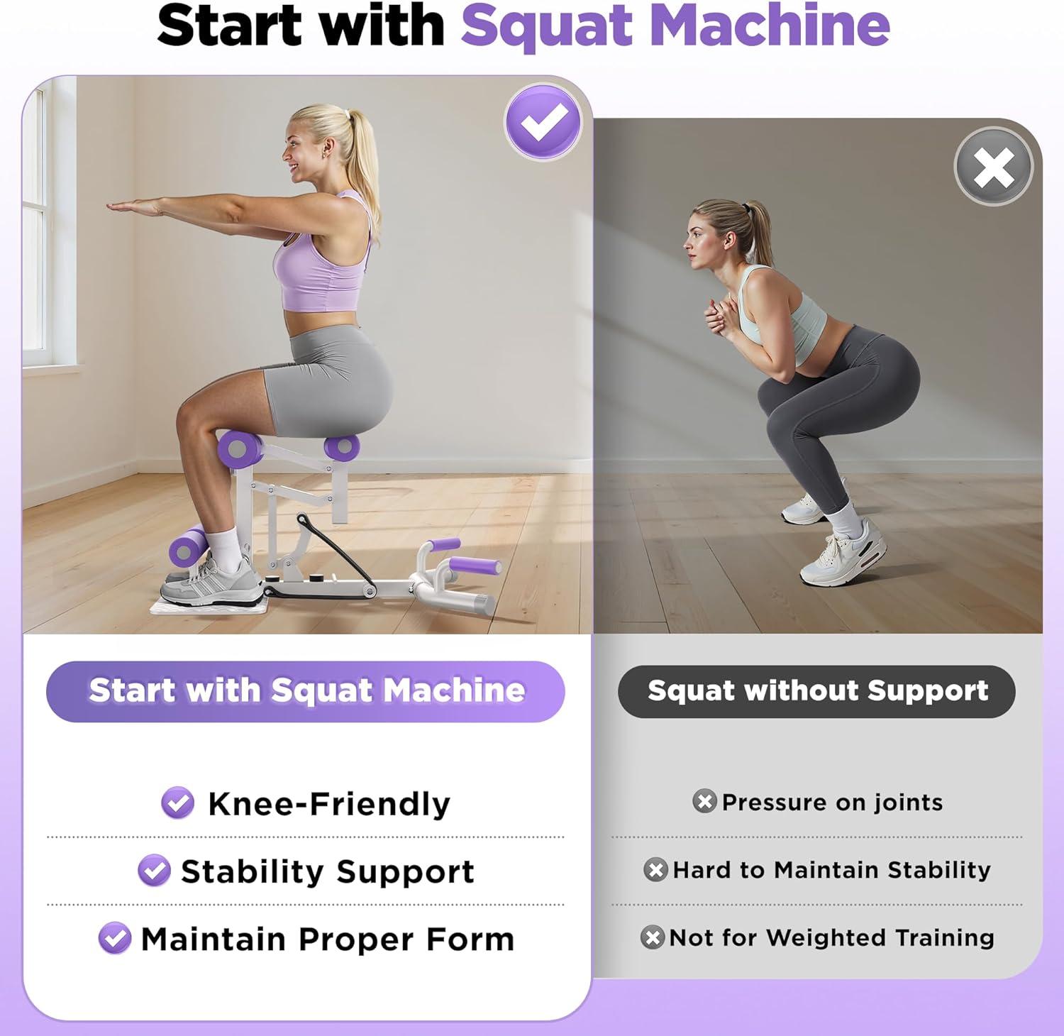 imageProfessional Deep Squat Exercise Machine Adjustable Glutes Trainer for Home Gym Fitness Equipment for Lower Body Workouts