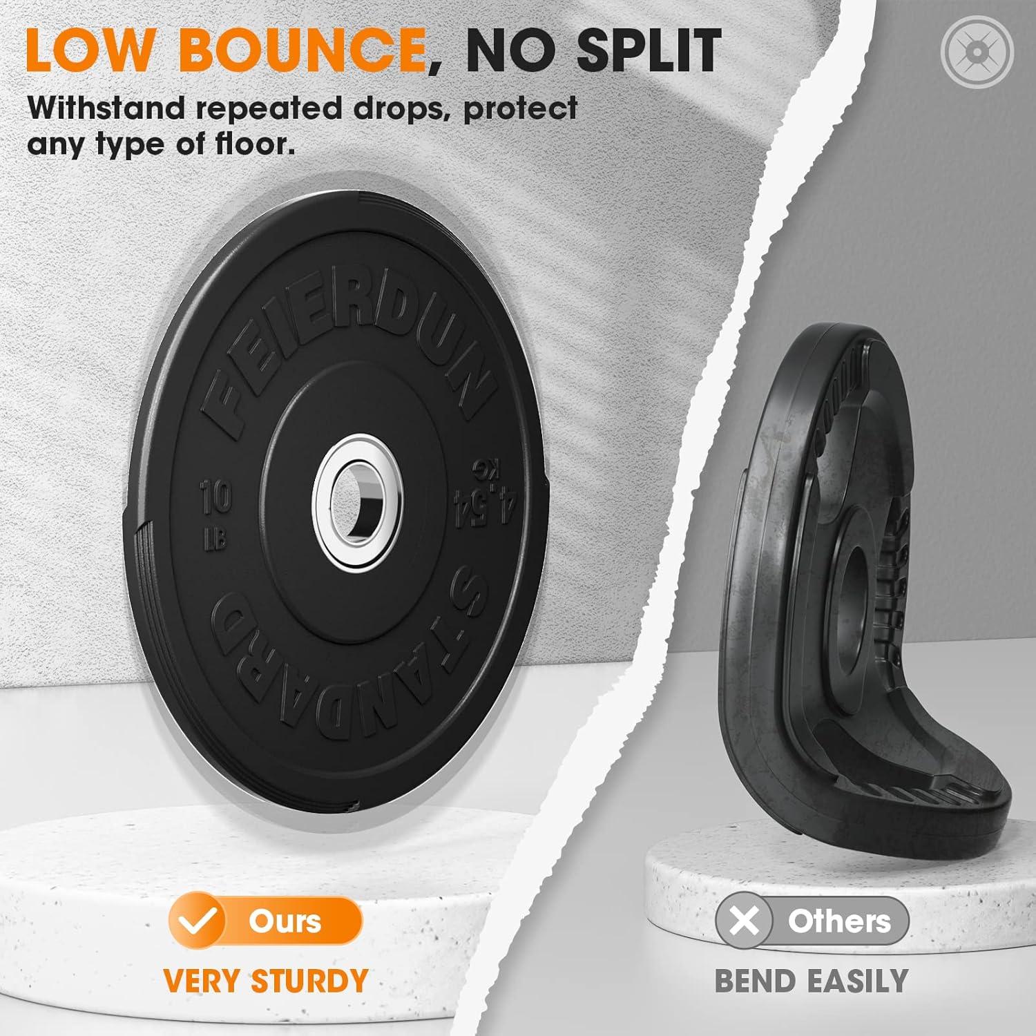 imageFEIERDUN 2 Color Olympic Bumper Plate Weight Plate for Strength Training 100 Virgin RubberA 10LBS Pair