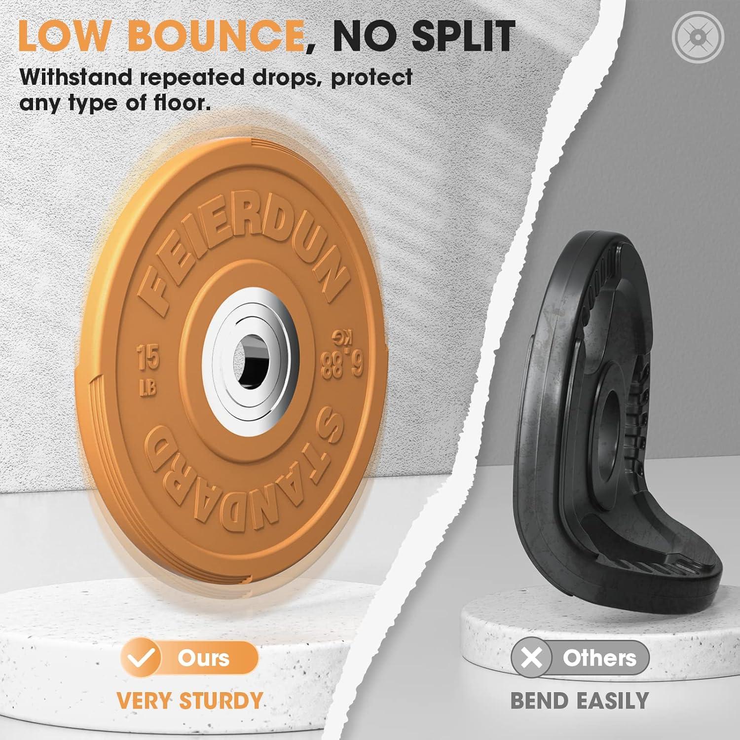 imageFEIERDUN 2 Color Olympic Bumper Plate Weight Plate for Strength Training 100 Virgin RubberB 15LBS Pair