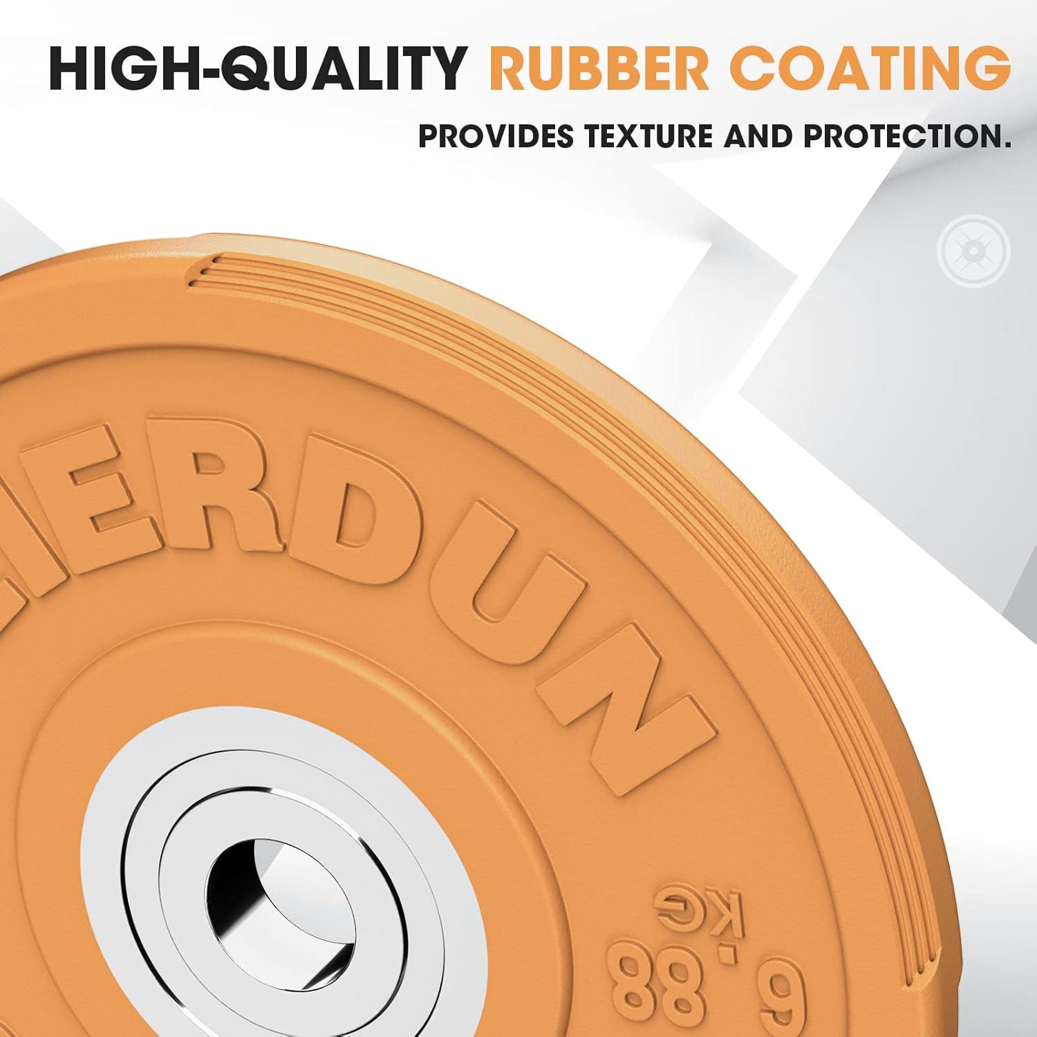 imageFEIERDUN 2 Color Olympic Bumper Plate Weight Plate for Strength Training 100 Virgin RubberB 15LBS Pair