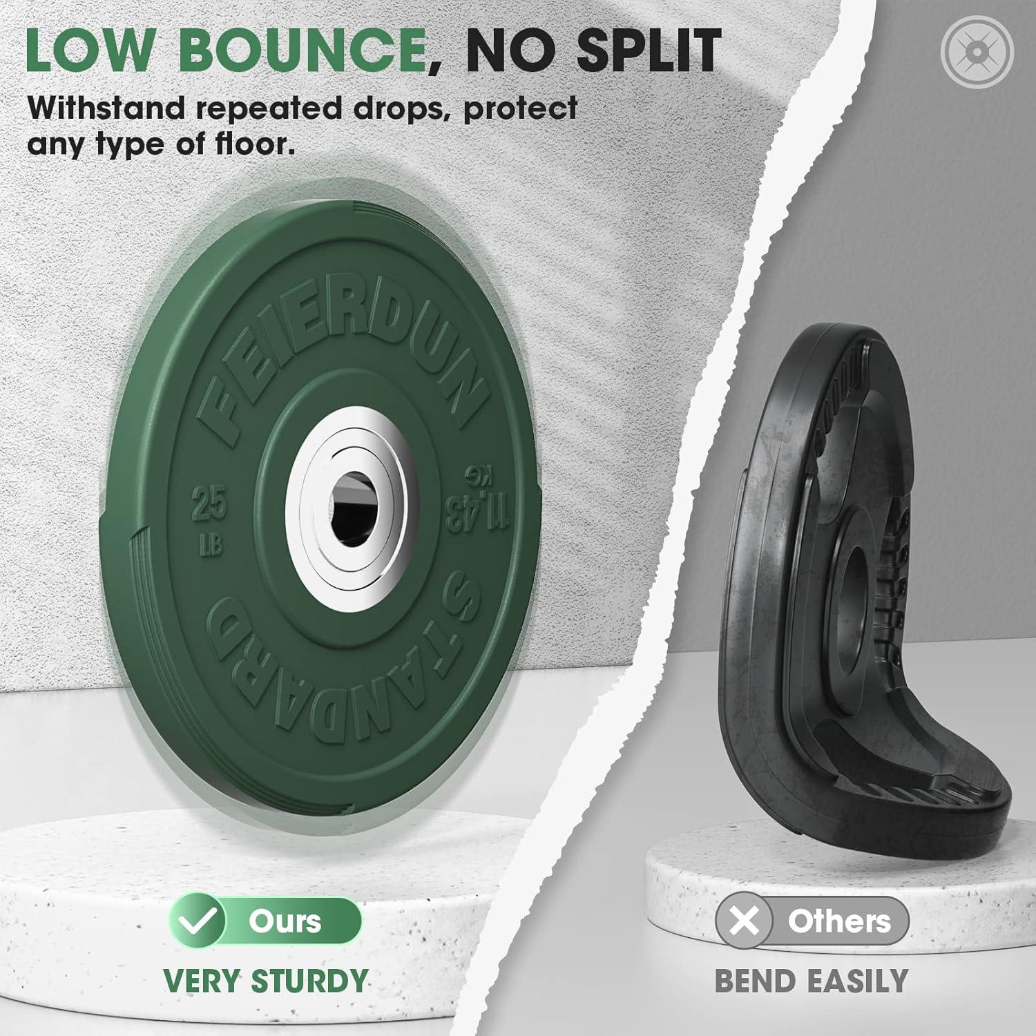 imageFEIERDUN 2 Color Olympic Bumper Plate Weight Plate for Strength Training 100 Virgin RubberC 25LBS Pair