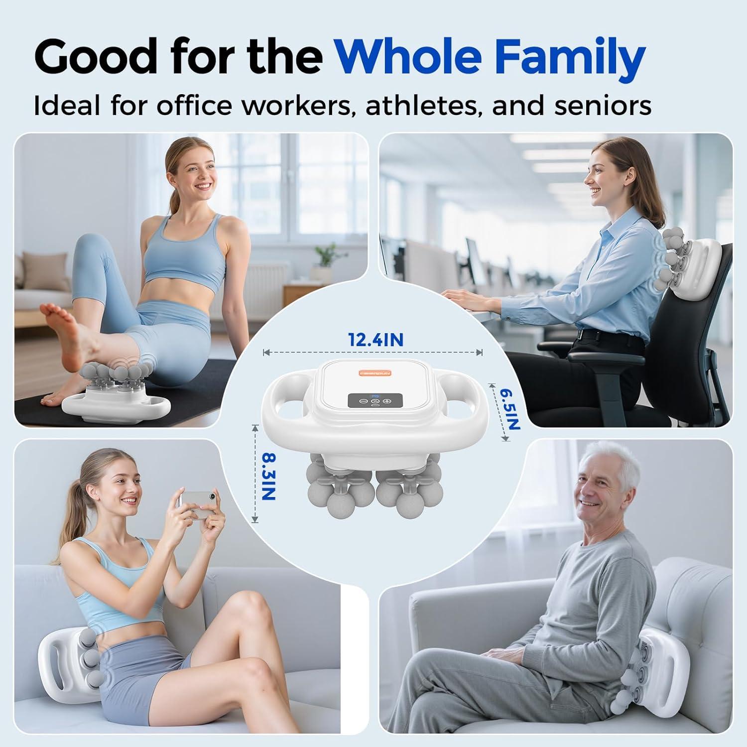imageFEIERDUN 16Head Massage Gun Set Deep Tissue Percussion Massager with 8 Modes amp 50 Intensities Portable Quiet Muscle Massage Gun for Legs Waist Back Neck Buttocks Muscles Pain Relief WhiteGray