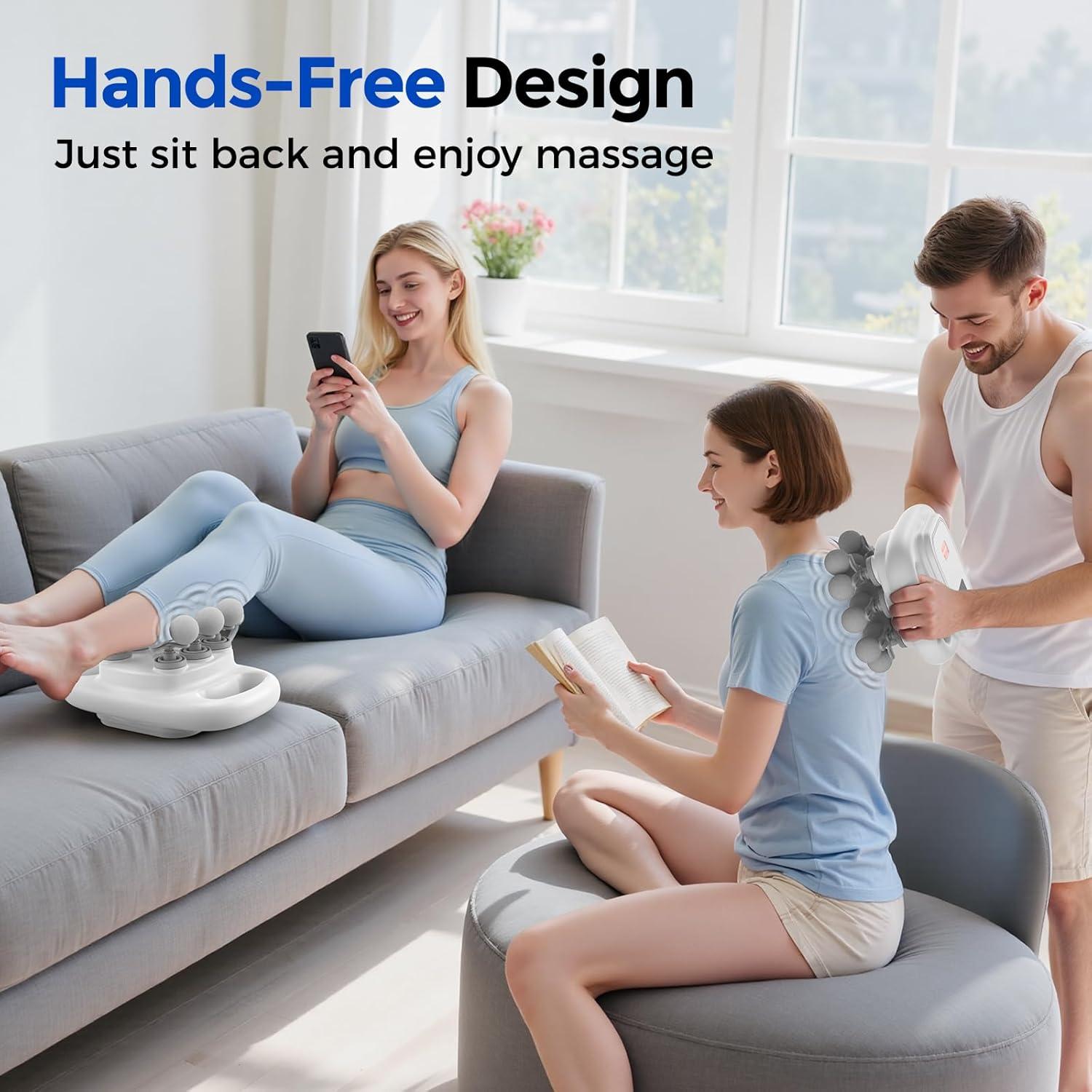 imageFEIERDUN 16Head Massage Gun Set Deep Tissue Percussion Massager with 8 Modes amp 50 Intensities Portable Quiet Muscle Massage Gun for Legs Waist Back Neck Buttocks Muscles Pain Relief WhiteWhite