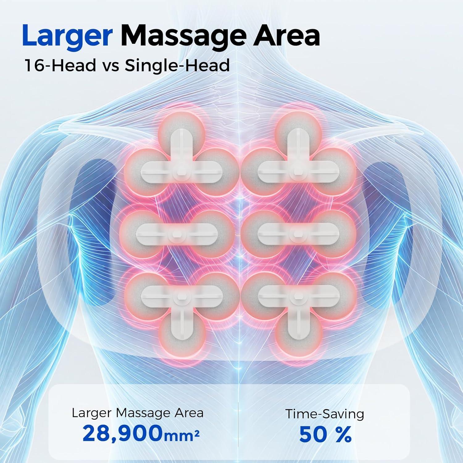 imageFEIERDUN 16Head Massage Gun Set Deep Tissue Percussion Massager with 8 Modes amp 50 Intensities Portable Quiet Muscle Massage Gun for Legs Waist Back Neck Buttocks Muscles Pain Relief WhiteWhite