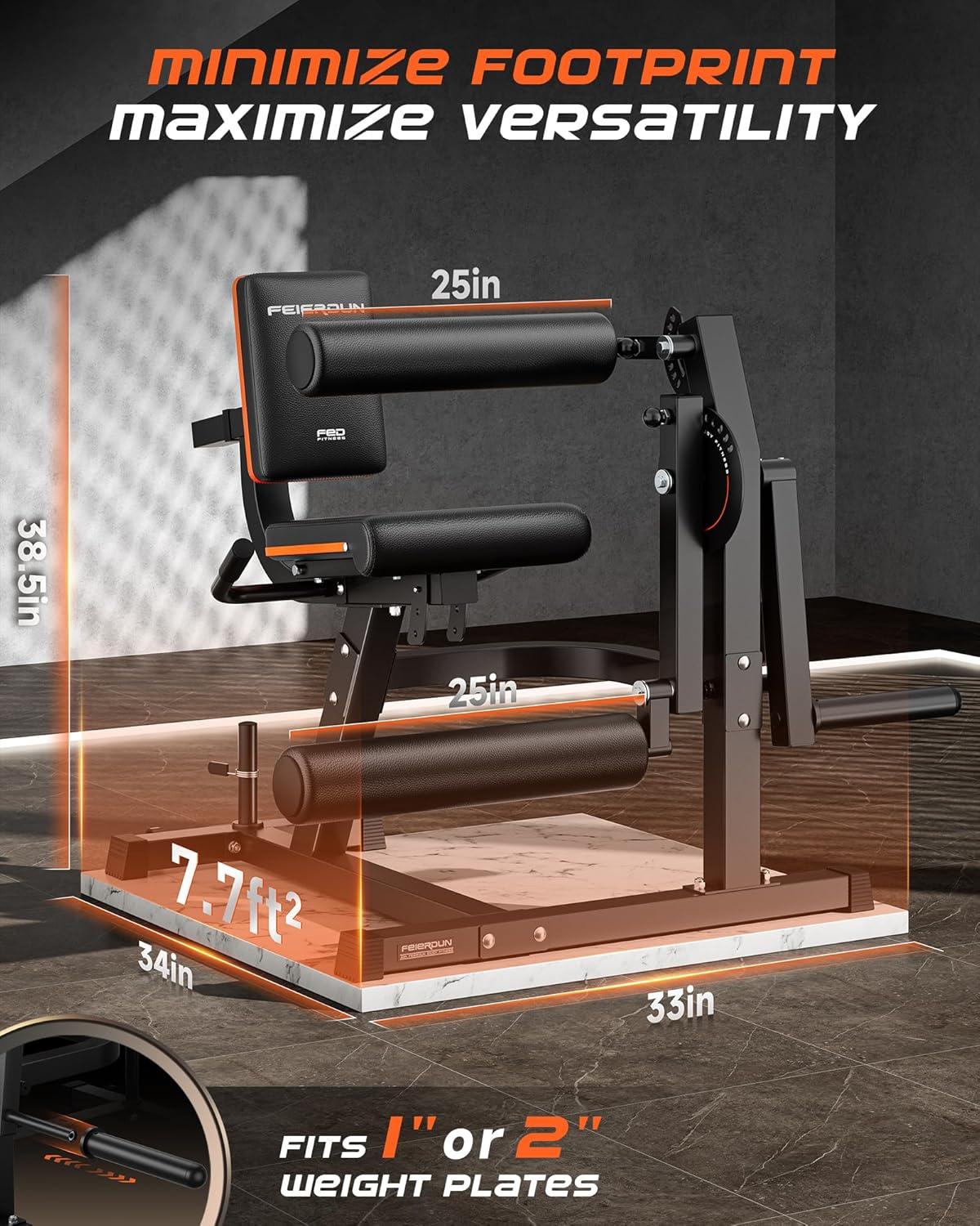 imageFEIERDUN 4in1 Adjustable Leg Extension Curl Machine 700lbs Capacity Leg Extension Machine for Lower Body Workouts Adjustable Leg Curl Machine Home Gym Equipmentblack with 160lbs Weight Plates