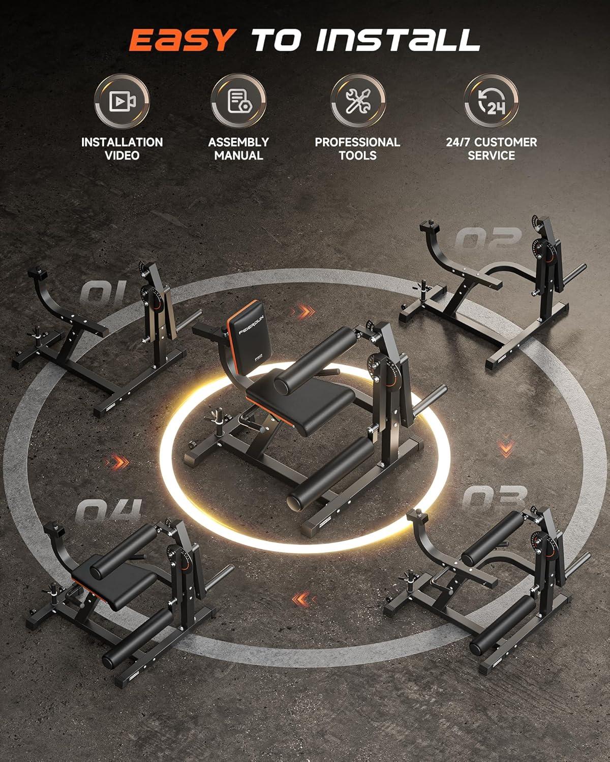 imageFEIERDUN 4in1 Adjustable Leg Extension Curl Machine 700lbs Capacity Leg Extension Machine for Lower Body Workouts Adjustable Leg Curl Machine Home Gym Equipmentblack with 160lbs Weight Plates