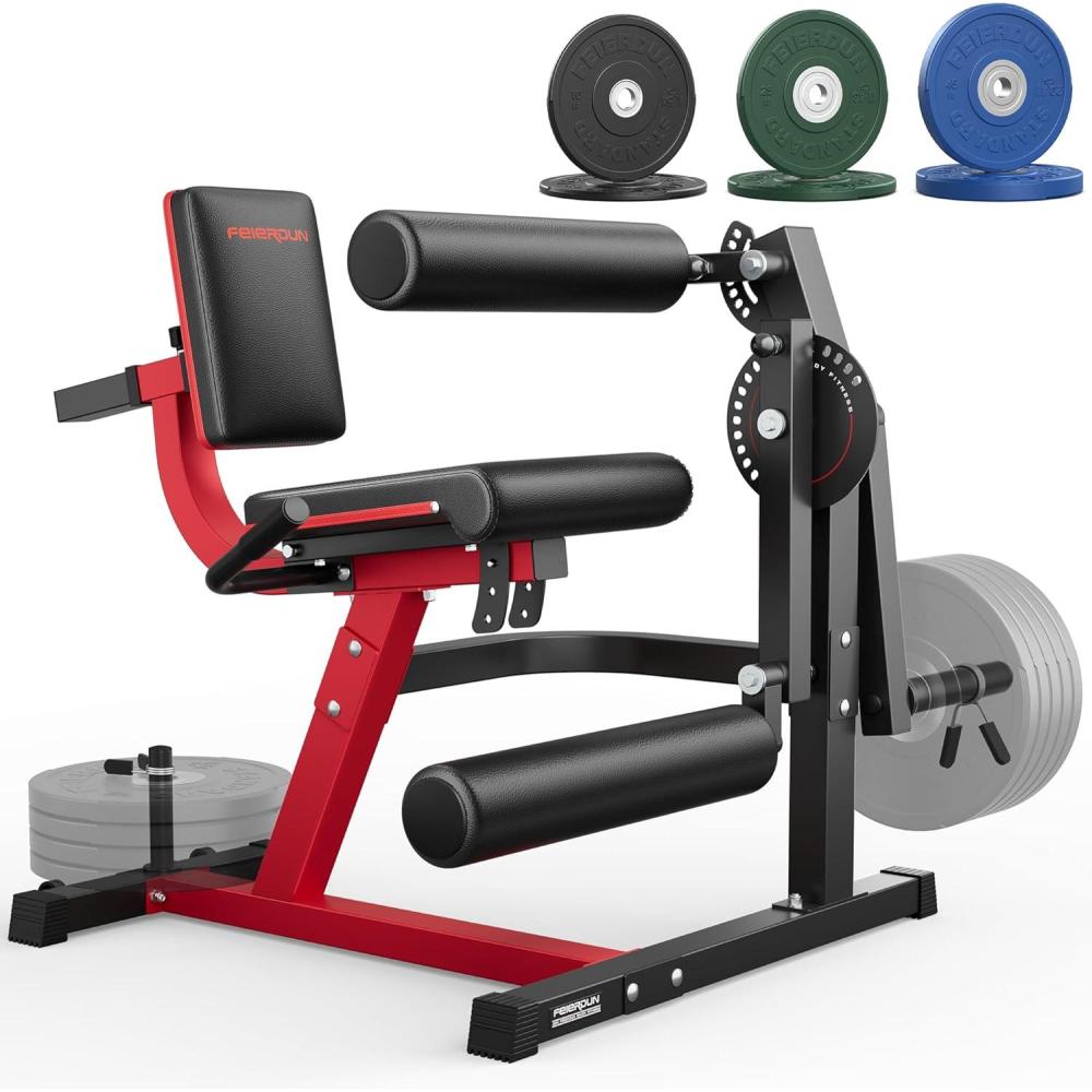 imageFEIERDUN 4in1 Adjustable Leg Extension Curl Machine 700lbs Capacity Leg Extension Machine for Lower Body Workouts Adjustable Leg Curl Machine Home Gym Equipmentred with 160lbs Weight Plate