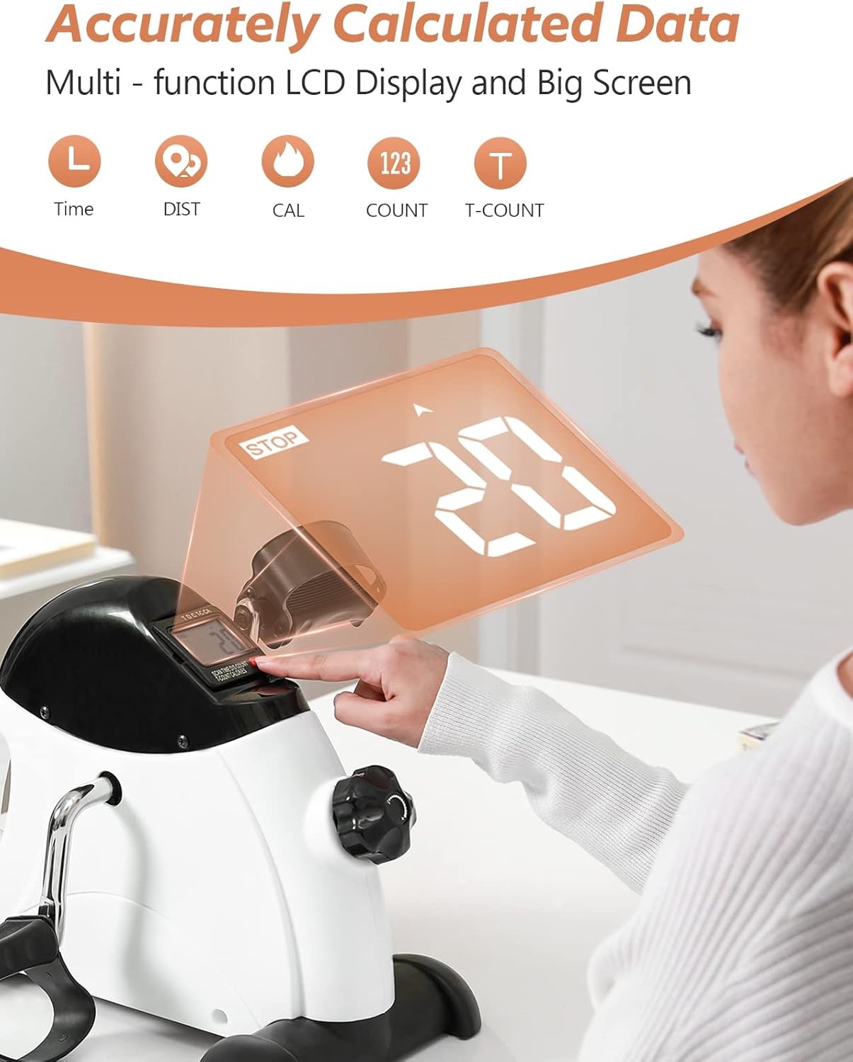 imageFEIERDUN Mini Exercise Bike Under Desk Bike Pedal Exerciser for ArmLeg Exercise Adjustable Magnetic Resistance Desk Cycle with LCD Screen Display for HomeOffice Workout