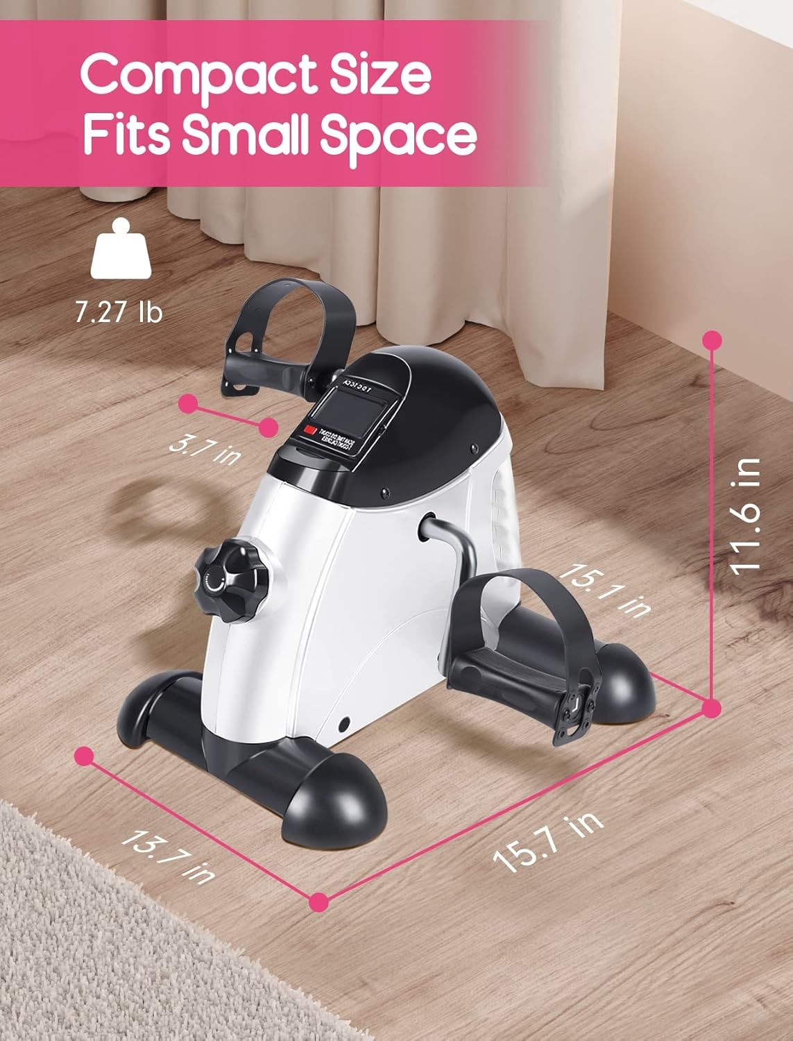imageFEIERDUN Mini Exercise Bike Under Desk Bike Pedal Exerciser for ArmLeg Exercise Adjustable Magnetic Resistance Desk Cycle with LCD Screen Display for HomeOffice Workout New White