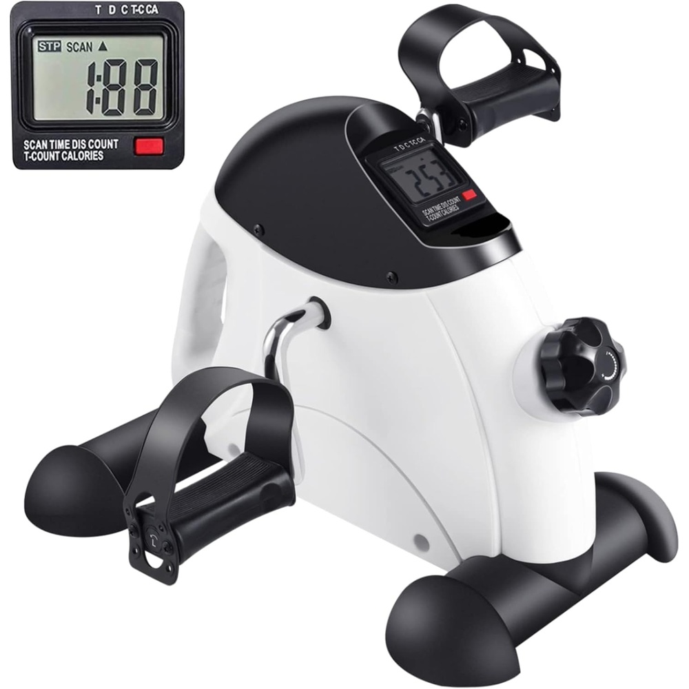 imageFEIERDUN Mini Exercise Bike Under Desk Bike Pedal Exerciser for ArmLeg Exercise Adjustable Magnetic Resistance Desk Cycle with LCD Screen Display for HomeOffice Workout