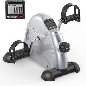 FEIERDUN Mini Exercise Bike, Under Desk Bike Pedal Exerciser for Arm/Leg Exercise, Adjustable Magnetic Resistance Desk Cycle with LCD Screen Display for Home/Office Workout (Silver)
