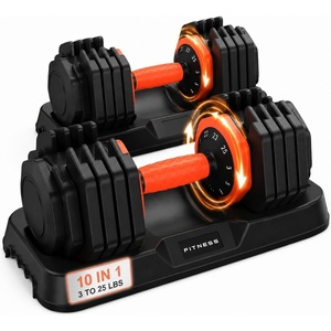 FEIERDUN DB1 QuickDial Adjustable Dumbbell Set, Adjustable Free Weights with Storage Box, 110lb/105lb/50lbs Quick Change for Drop Set, Non-Slip Handles, Weight Set For Home Gym Suit both Men and Women(Popula – 50LB Total(25lb Pair))