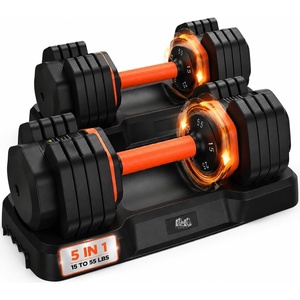 FEIERDUN DB1 QuickDial Adjustable Dumbbell Set, Adjustable Free Weights with Storage Box, 110lb/105lb/50lbs Quick Change for Drop Set, Non-Slip Handles, Weight Set For Home Gym Suit both Men and Women(5 Weights-110LB Total(55lb Pair))