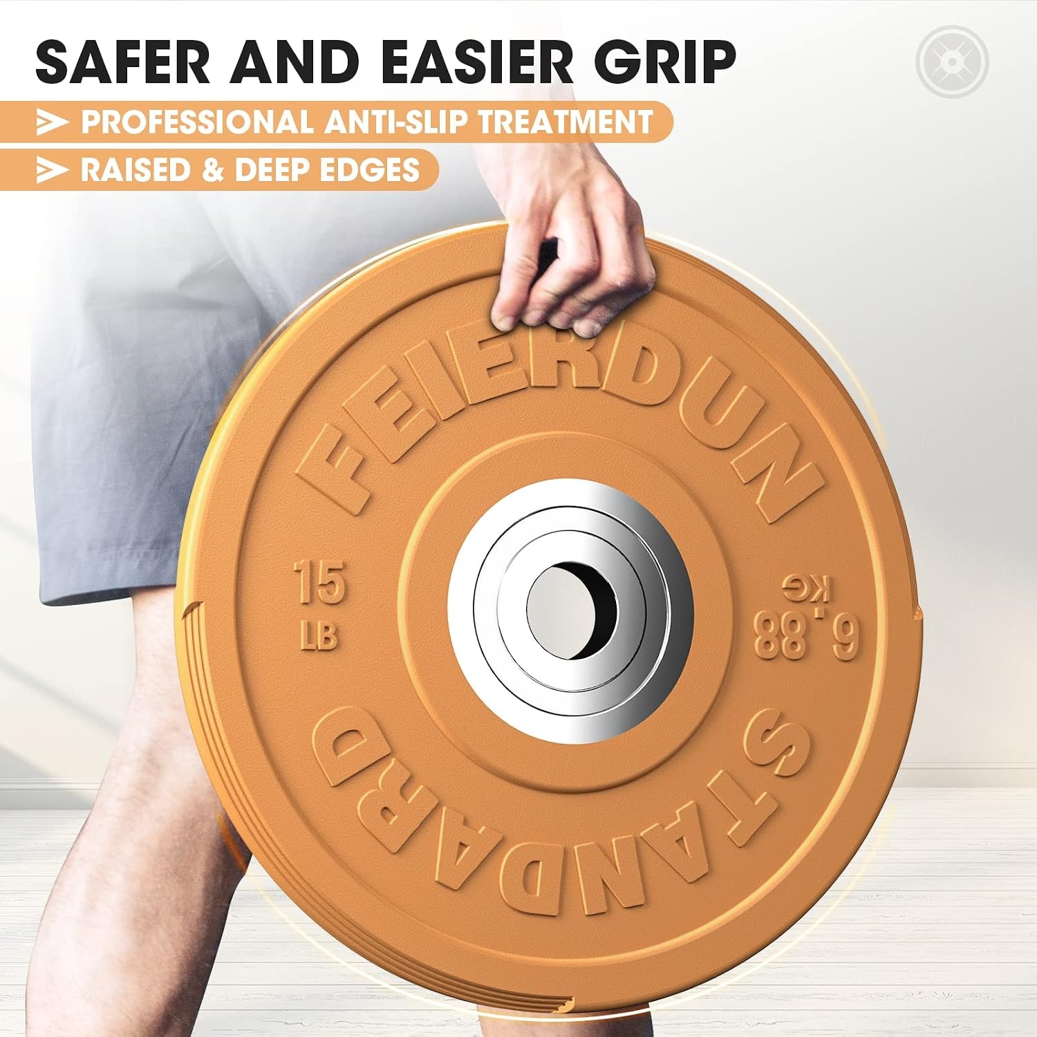image:imageFEIERDUN Color Bumper Plate Set 2Inch Olympic Weight Plates Low Bounce Rubber Barbell Plates with Stainless Steel Insert for Weightlifting Strength Training CrossFit amp Home Gym 10LB370LBS 370LBS SET