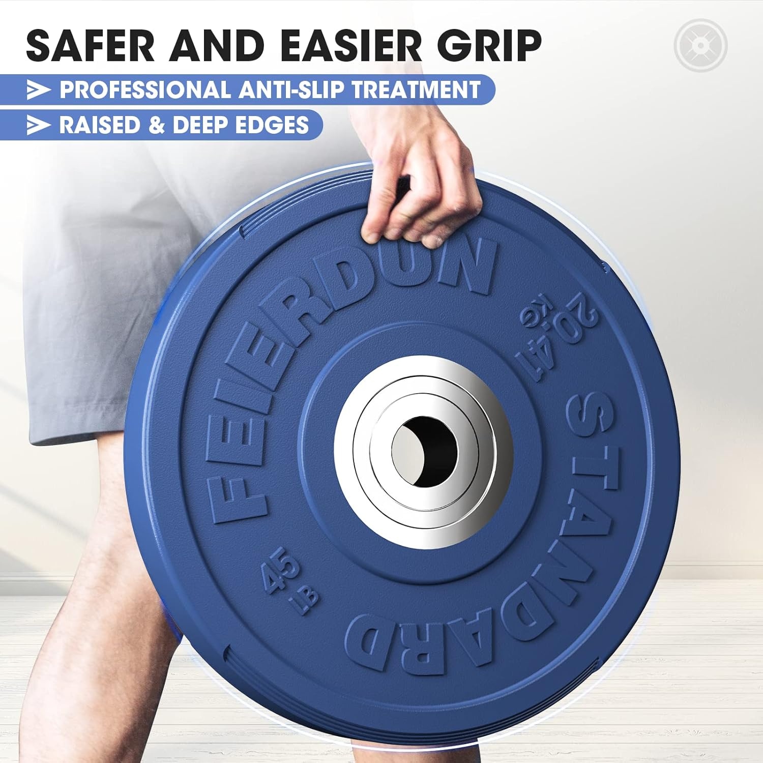 image:imageFEIERDUN Color Bumper Plate Set 2Inch Olympic Weight Plates Low Bounce Rubber Barbell Plates with Stainless Steel Insert for Weightlifting Strength Training CrossFit amp Home Gym 10LB370LBS 370LBS SET