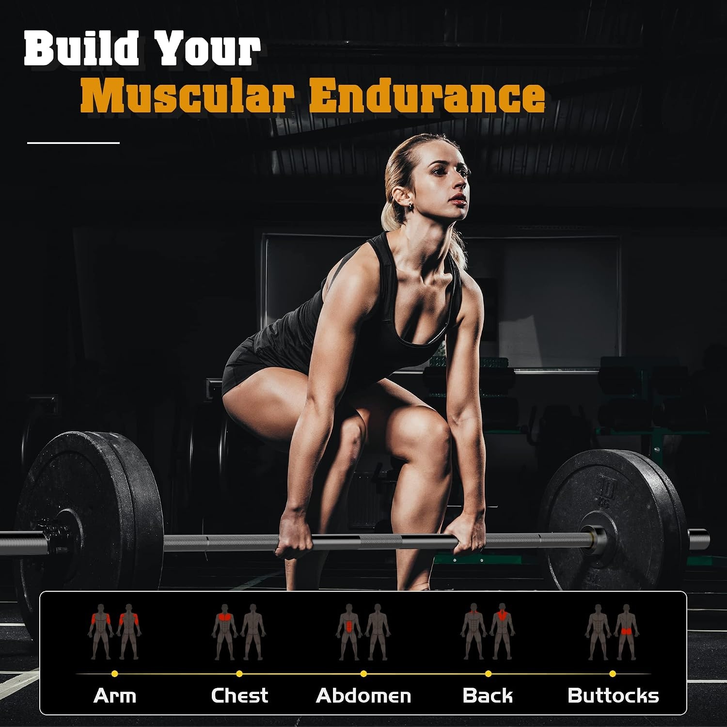 image:imageFEIERDUN 7FT Olympic Barbell 1900LBS Strength Training Bar for Weight lifting Alloy Steel Center knurl Suitable for 2 inch Plates