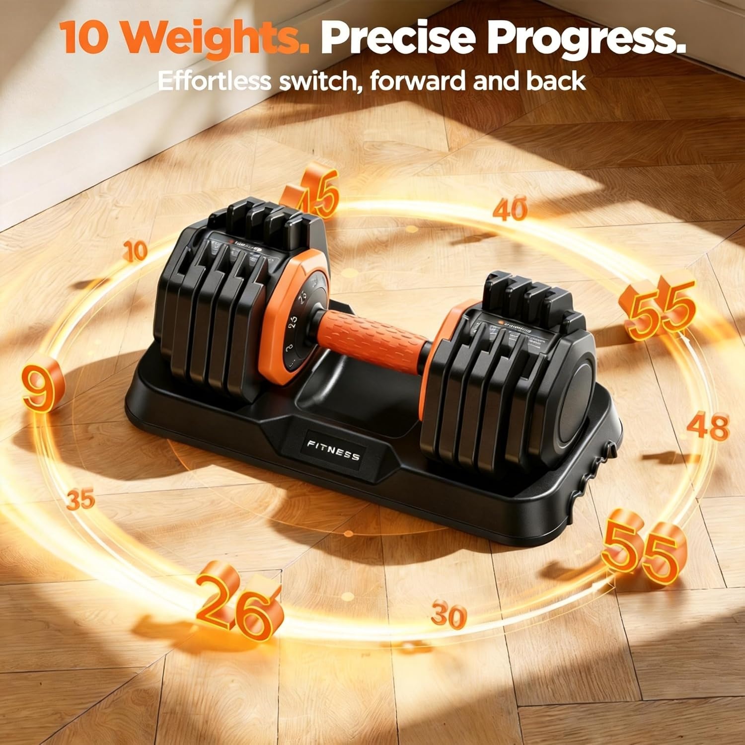 image:imageFEIERDUN Adjustable Dumbbell Set Weight Set for Home Gym 510in1 Free Weight Adjustable Dumbbells Single Hand Twist Adjust with NonSlip Handles 90 Space Saving Strength Training for both MenampWomen10 Weight Settings 55 LBPair 110 LB Total