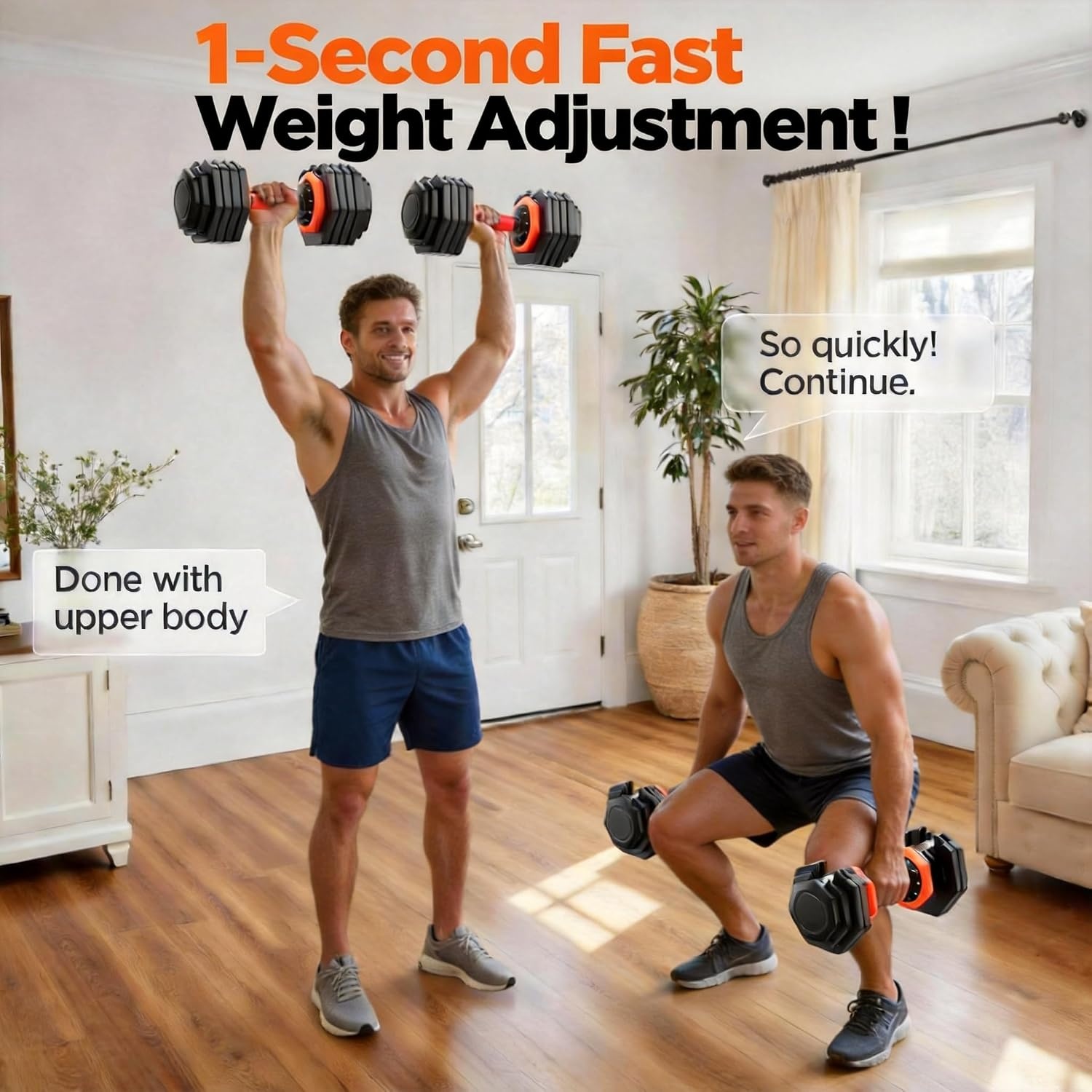 image:imageFEIERDUN Adjustable Dumbbell Set Weight Set for Home Gym 510in1 Free Weight Adjustable Dumbbells Single Hand Twist Adjust with NonSlip Handles 90 Space Saving Strength Training for both MenampWomen10 Weight Settings 55 LBPair 110 LB Total