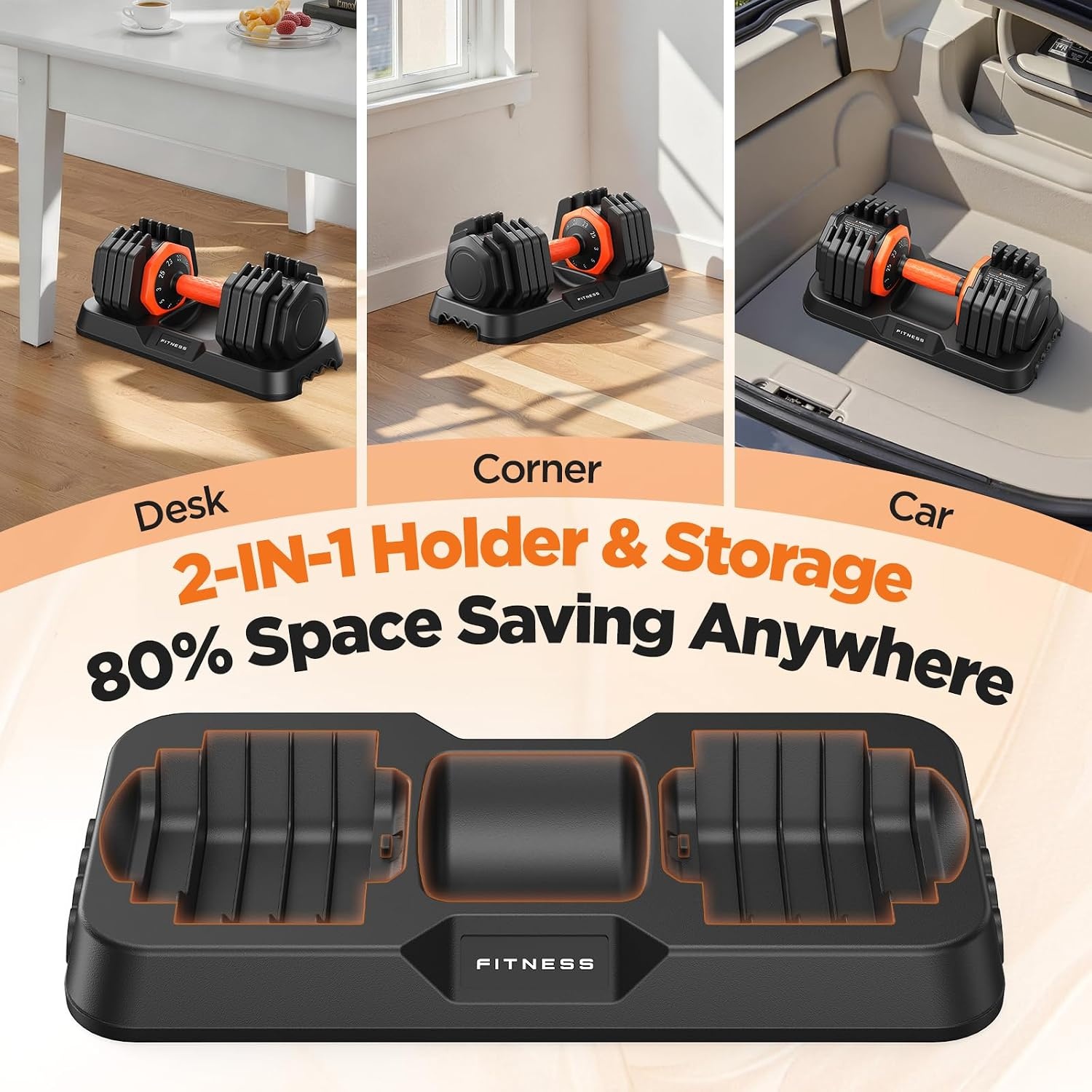 image:imageFEIERDUN Adjustable Dumbbell Set Weight Set for Home Gym 510in1 Free Weight Adjustable Dumbbells Single Hand Twist Adjust with NonSlip Handles 90 Space Saving Strength Training for both MenampWomen10 Weight Settings 55 LBPair 110 LB Total
