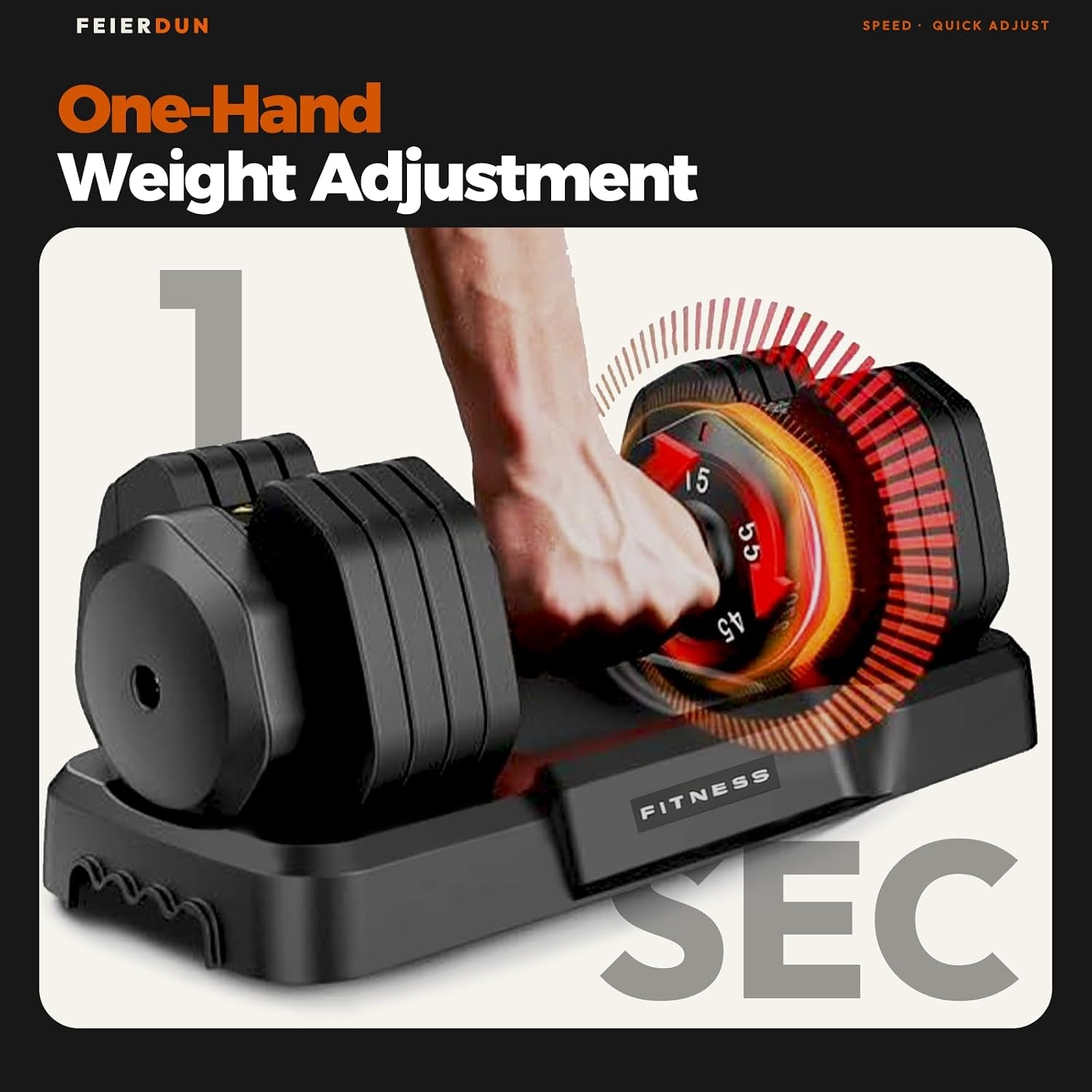 image:imageFEIERDUN Adjustable Dumbbell Set Weight Set for Home Gym 510in1 Free Weight Adjustable Dumbbells Single Hand Twist Adjust with NonSlip Handles 90 Space Saving Strength Training for both MenampWomen5 Weight Settings 55 LBPair 110 LB Total